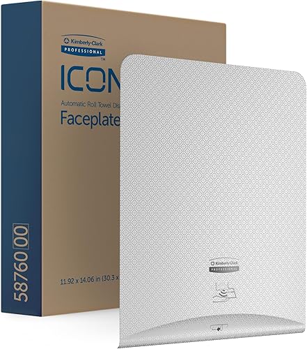 ICON - Placa frontal (58760), diseño de mosaico plateado, para dispensadores automáticos de toallas de rollo duro (1 unidad)
