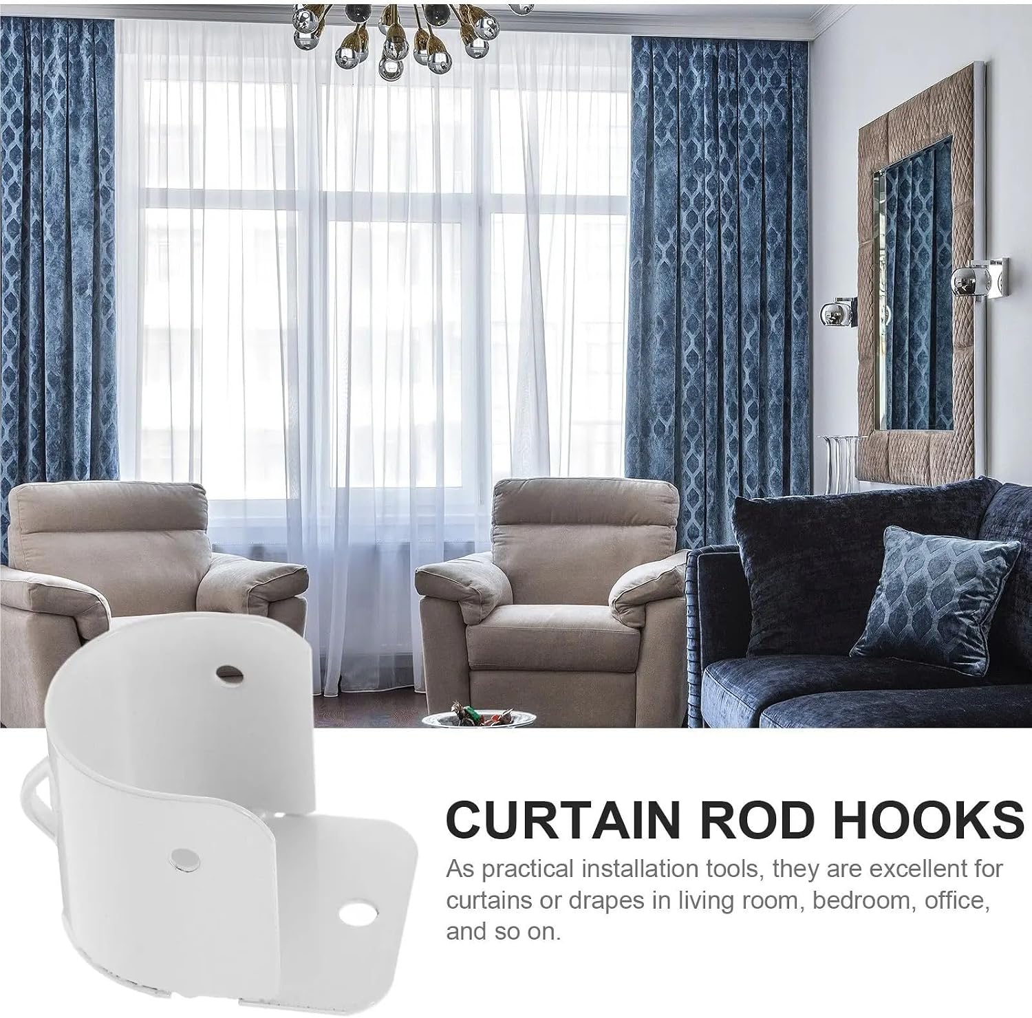 Closet Pole Socket 20 Pcs Curtain Rod Brackets White Iron Wall Mounts Closet Pipe Accessories Wardrobe Flange Holder Storage Solution for Closet Rod with Screws