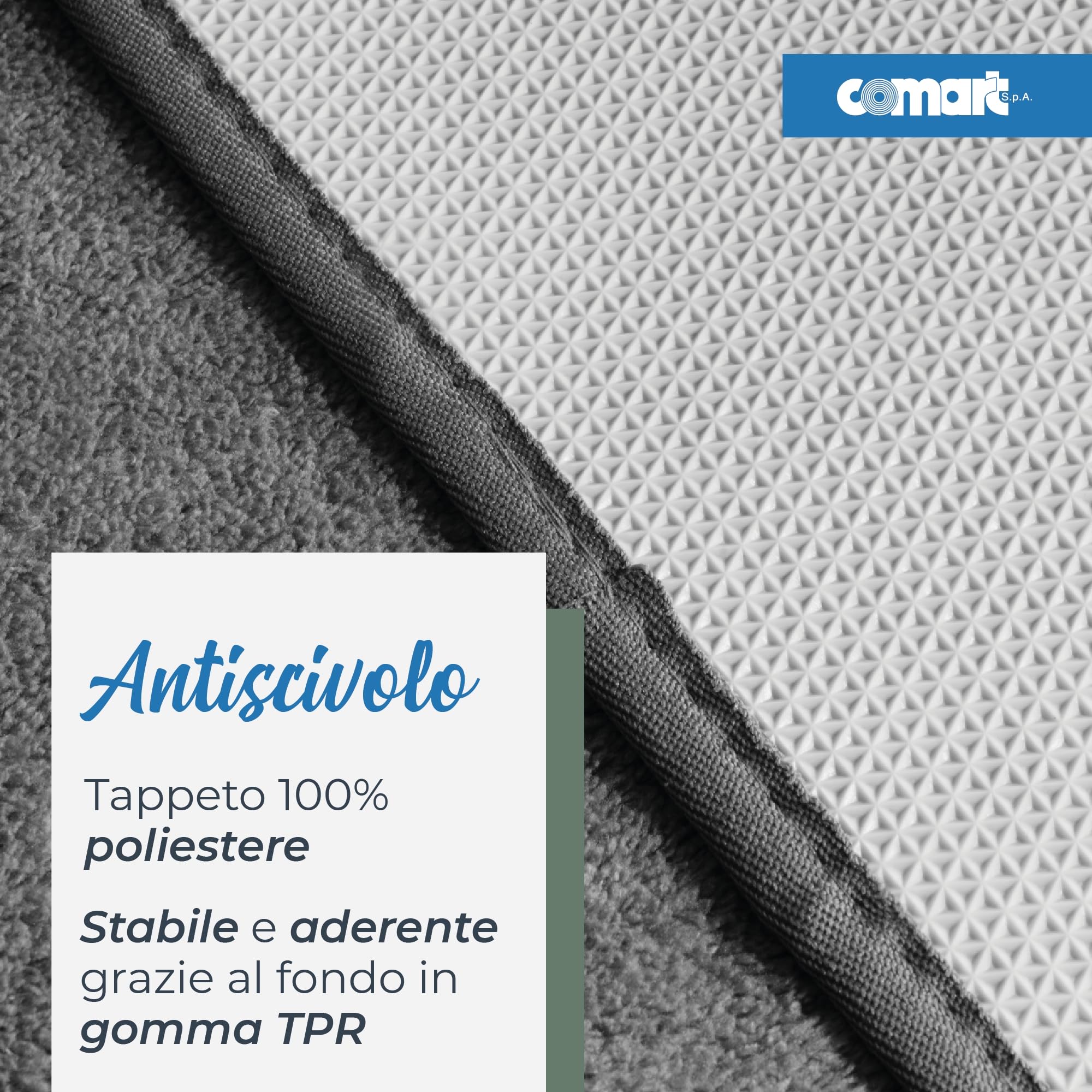 Comart - Set Tappeti Bagno Tahiti - Tris Tappetini Assorbenti: 1 Rettangolare 45x75 cm + 2 Giro Water 45x37.5 cm - Asciugatura Rapida - Salvaspazio - Antiscivolo - Lavabile in Lavatrice - Grigio