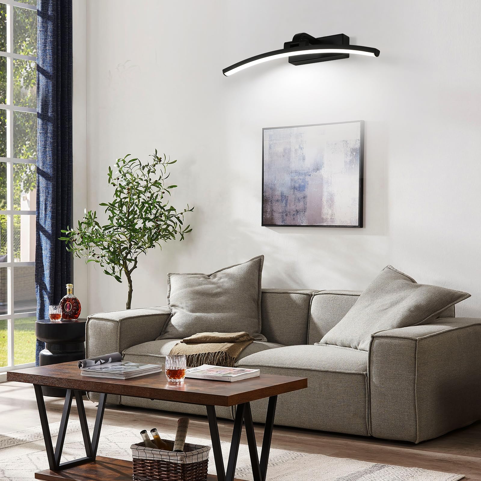 DELIPOP Luz de Espejo Baño LED 40cm, Impermeable Luz de Pared de Baño Espejos IP44, Lámpara de Espejo Moderno para Muebles de Maquillaje Aparato Montado en la Pared, Blanco Frío 6500K, Nero
