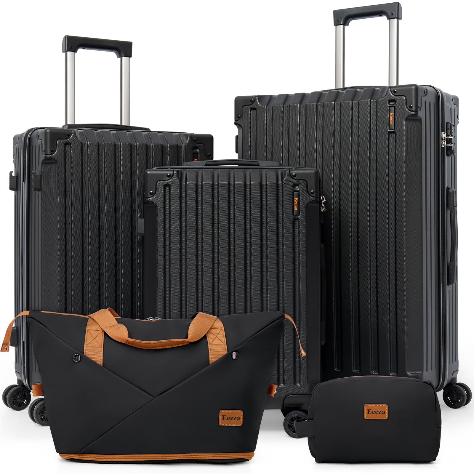 Luggage Sets 5 Piece,Lightweight Durable Hardshell,20/24/28 Inch,Black