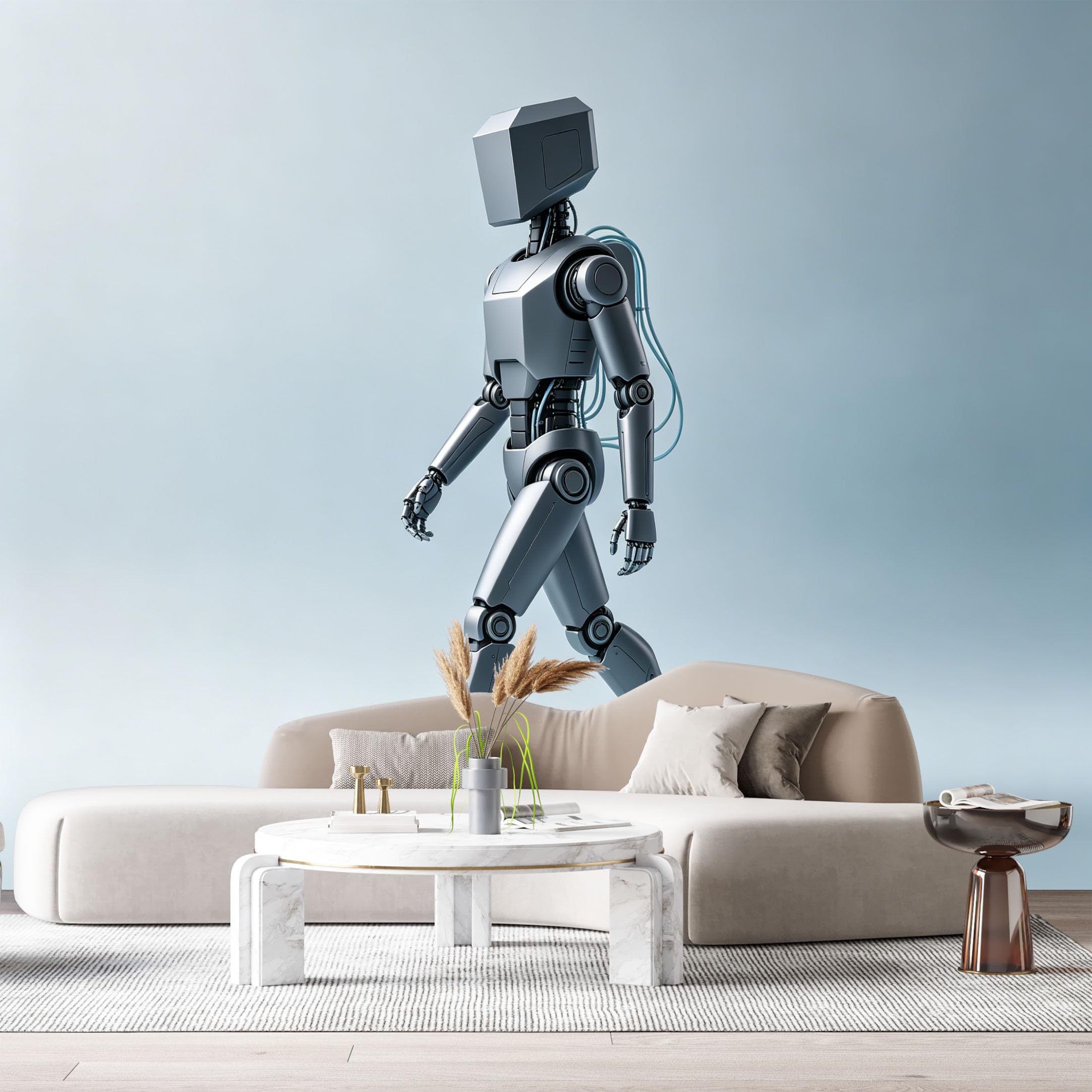 Custom Size Wall Mural Humanoid Mech Futuristic Robot Textured Metal Armor Design SelfAdhesive Art Prints Removable Large Wallpaper Boy Bedroom Esports Room Game Room Tenant Room Studio