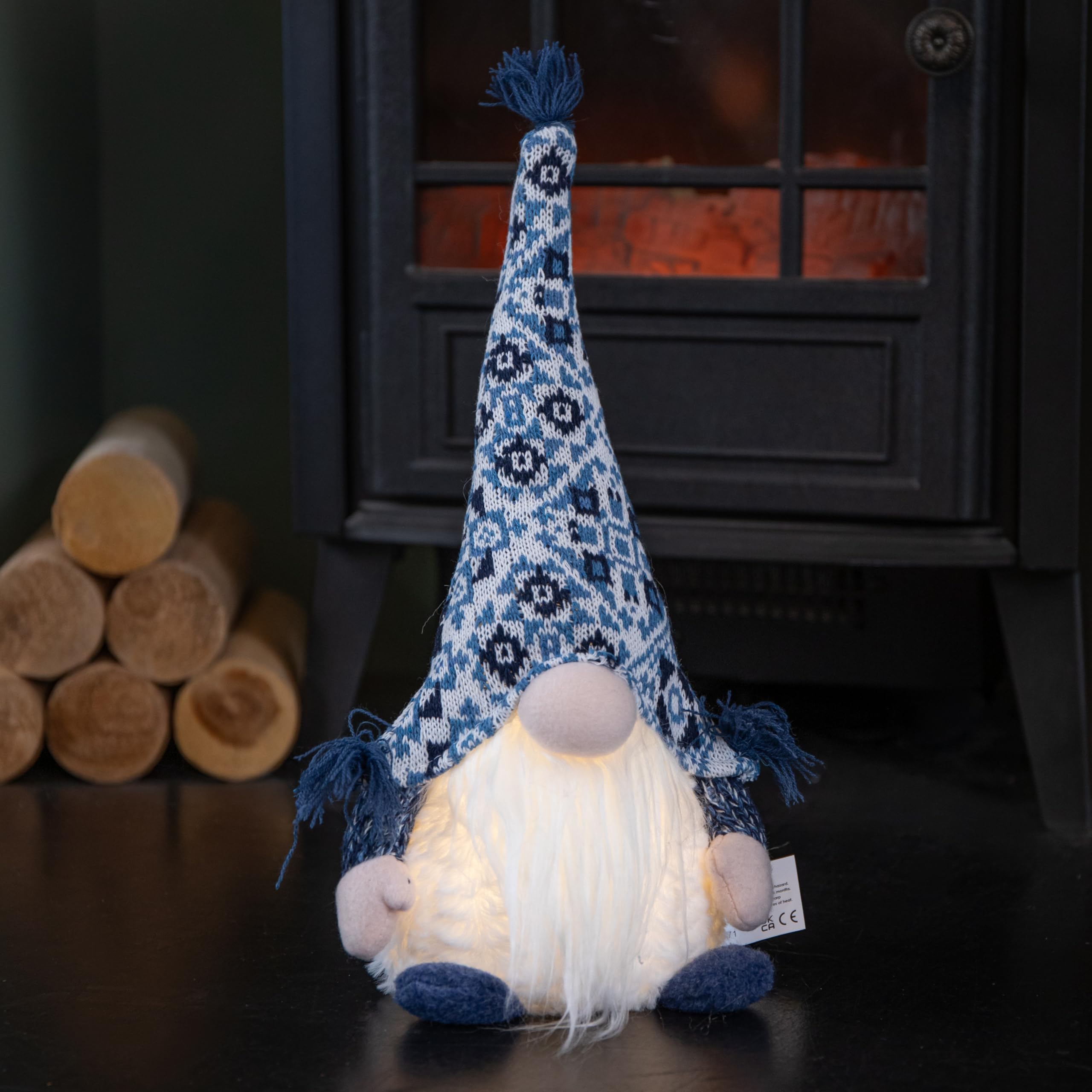 Samuel Alexander 35Cm Battery Operated Light Up Sitting Christmas Gonk In Light Blue from B&Q