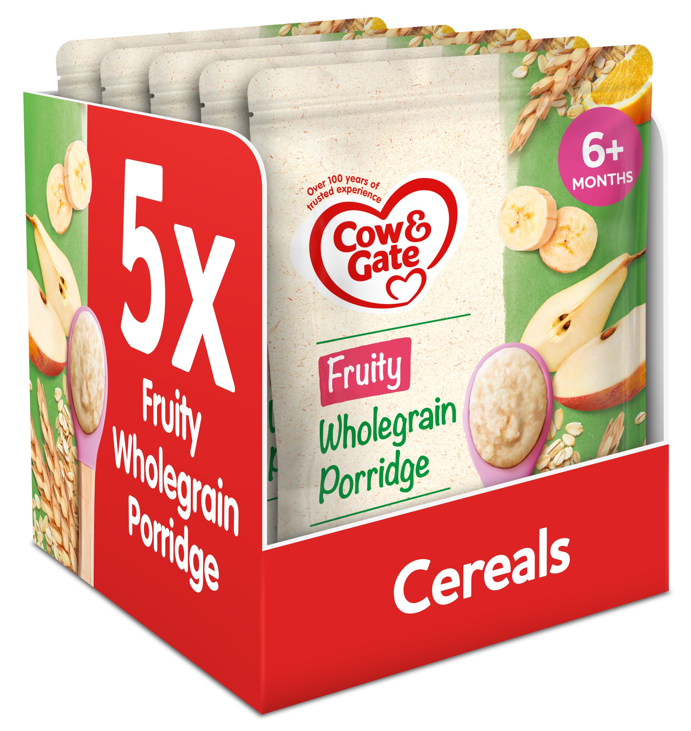 Cow & GateFruity Wholegrain Porridge Baby Food Cereal, 6+ Months, 125g (Pack of 5)