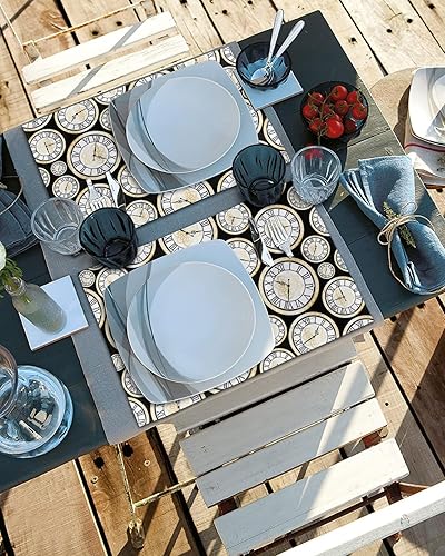 Miniatura 4 de Gold Floral Table Placemats for Dining Table Set of 6,Cotton Linen Cloth Kitchen Place Mats with Pocket,Burlap SquareRectangleRoundOblong Holiday