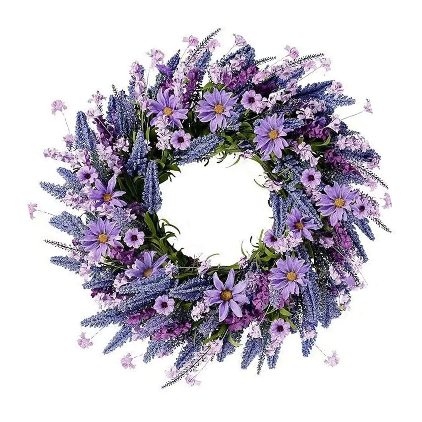 ZEPFJHE Artificial Spring Wreath 40X40Cm Realistic Simulation Flower with Leaves for Door Easter Mother ’ S Day Decoration Simulation Flower