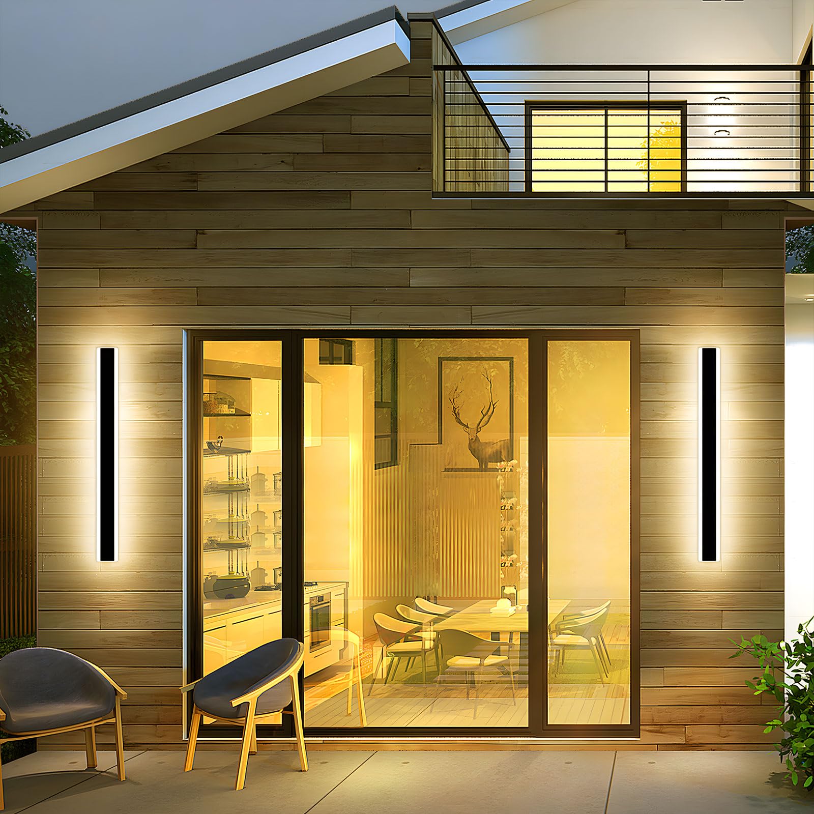 Outdoor Modern Wall Light 60CM, 18W 1100LM Long Strip Wall Sconce with 3000K Warm White Light, IP65 Rainproof Outside Porch Wall Fixture for Garden Patio Garage — view 32