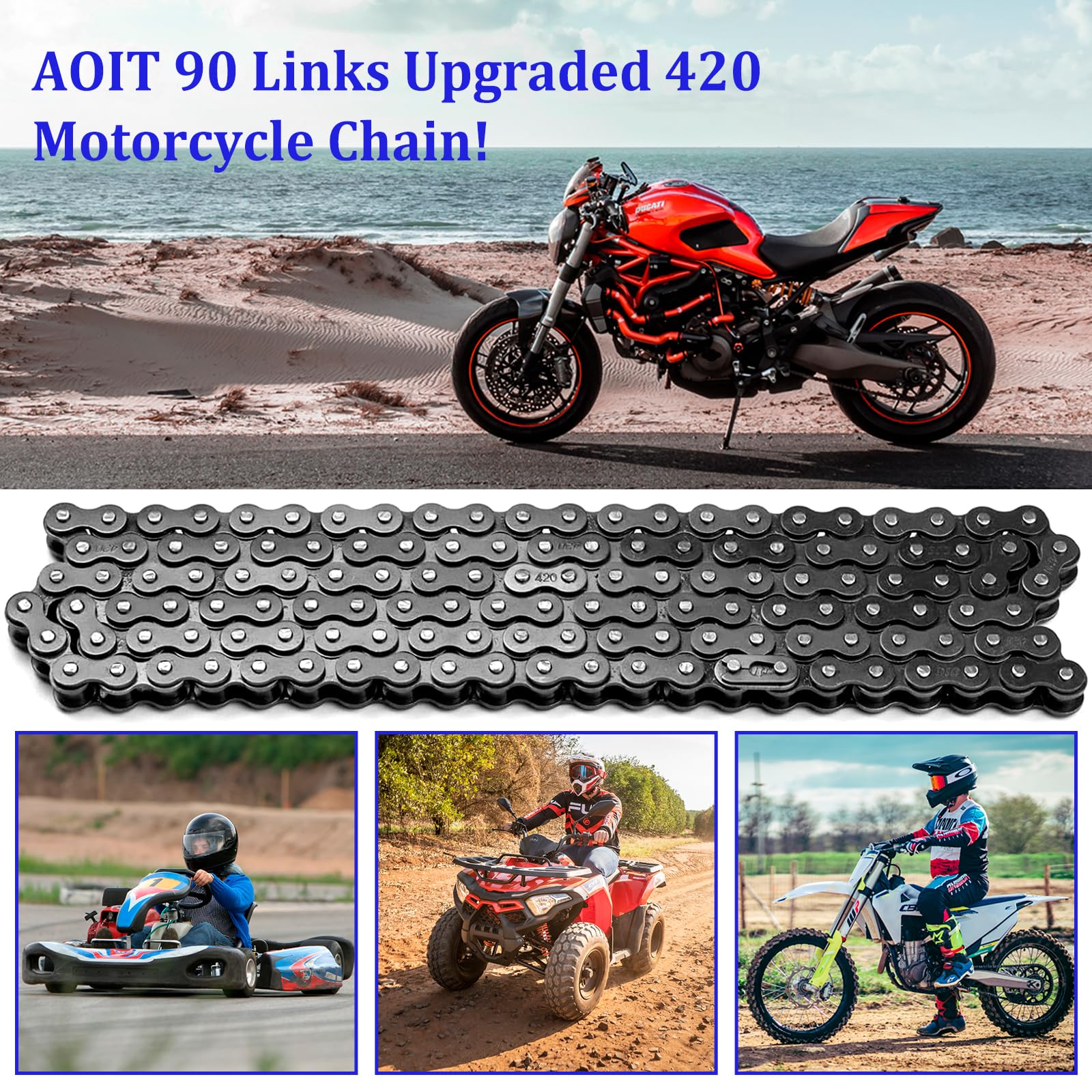 Chaîne Moto 420 Standard - 132 Maillons - Pour 50cc à 125cc, Dirt Bike, ATV, Quad, Go Kart - Avec Concasseur De Chaîne Brise-chaîne Moto 50cc Chaîne Moto 420 Standard - 132 Maillons - Pour 50cc à 125cc, Dirt Bike, ATV, Quad, Go Kart - Avec Concasseur De Chaîne Brise-chaîne Moto 50cc