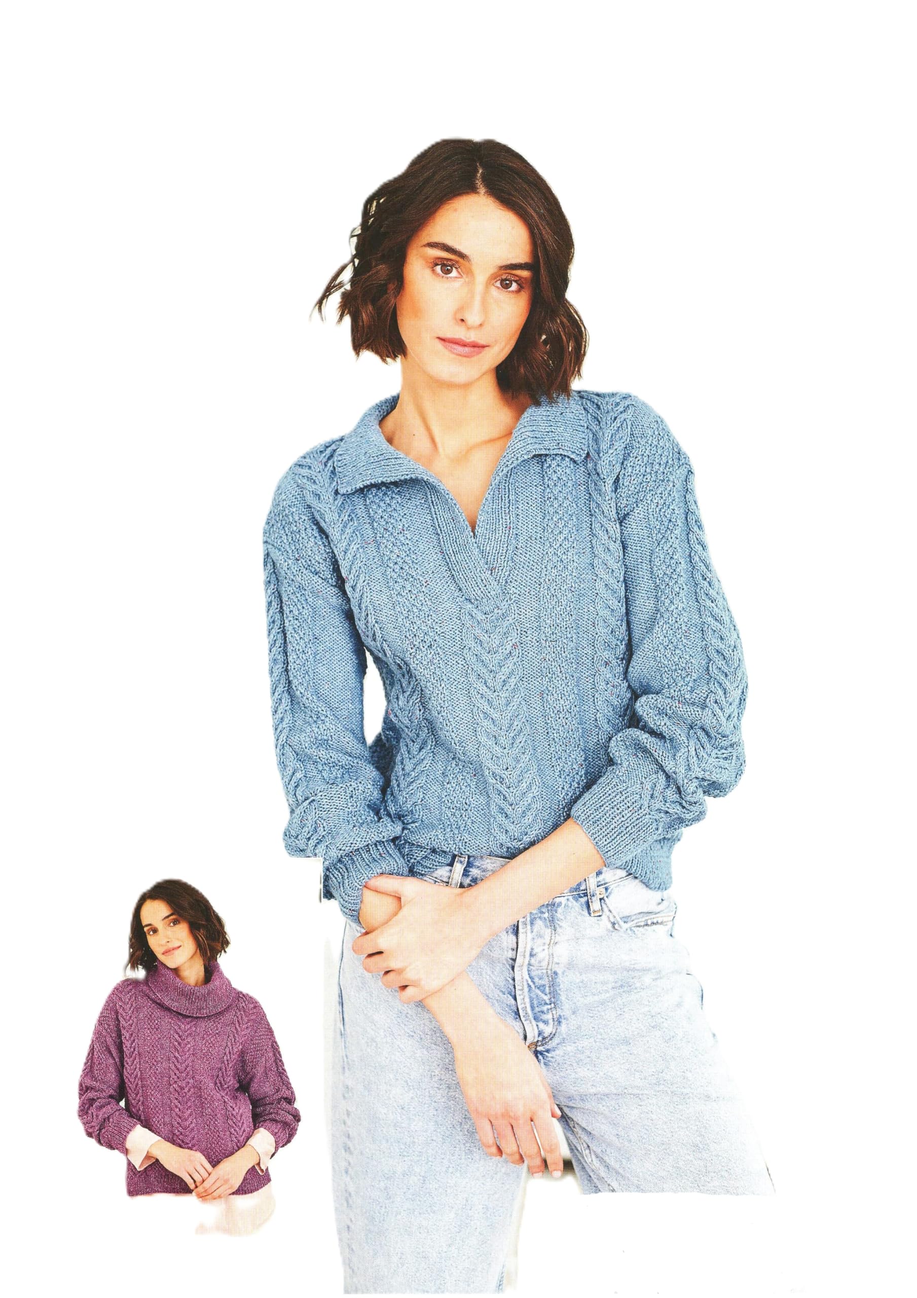 Stylecraft Women's Blue, Purple 10058 Pattern Sweater, One Size