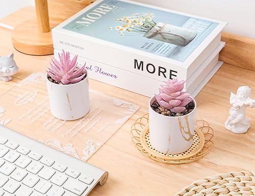 Miniatura 5 de Der Rose Paquete de 2 plantas falsas y 2 paquetes de plantas falsas para habitación, hogar, oficina, casa de campo, decoración de baño