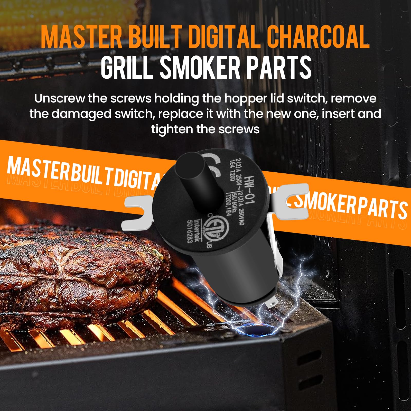 9904190041 pieza de repuesto para tapa de tolva/interruptor de puerta, 2 piezas de repuesto para Gravity Series 560/800/1050 XL Digital Charcoal Grill/Smokers apto para MB20040220, MB20040221, 6