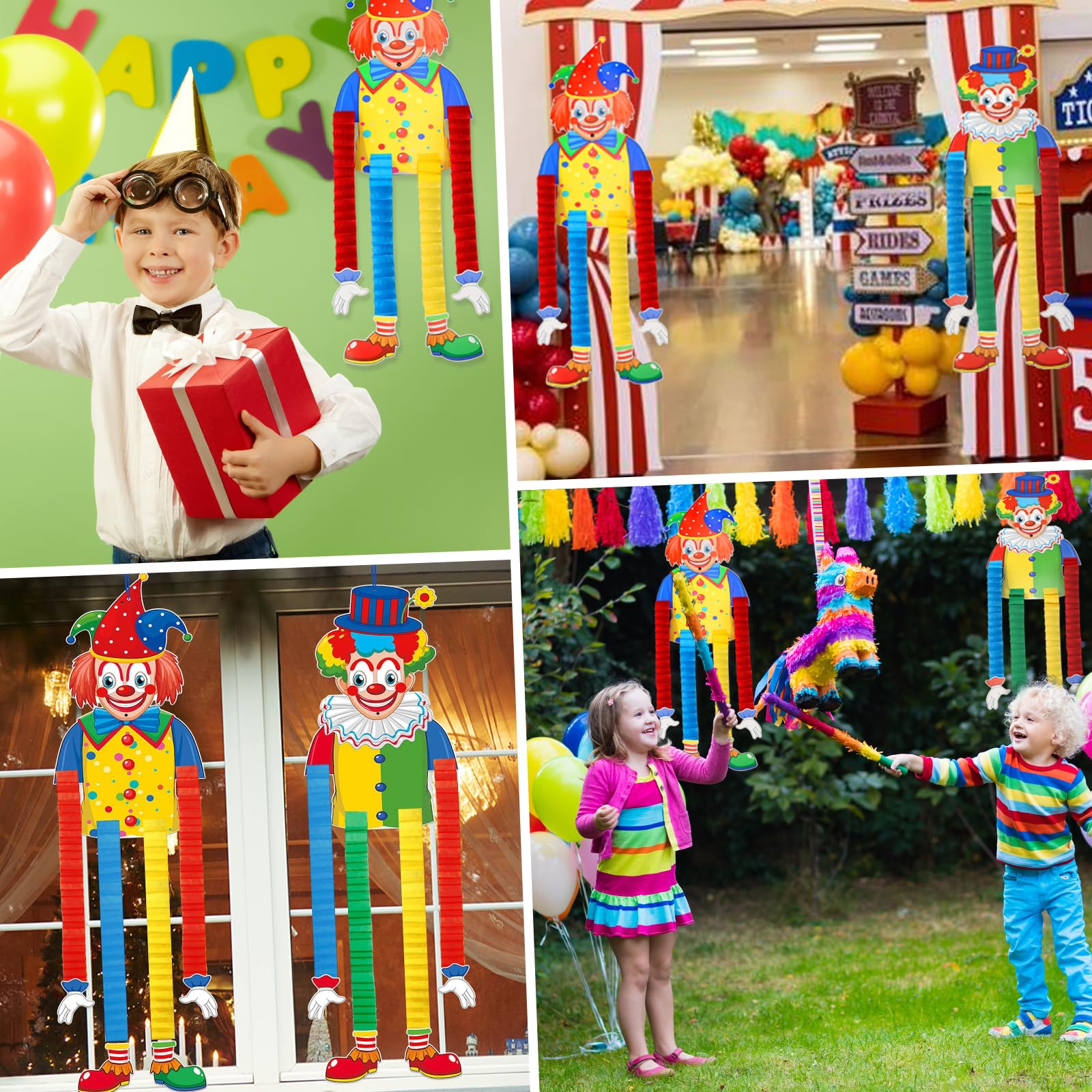 Mumjooyi Décoration de Clown Bannière Suspendue 2 Pièces pour Carnaval Mardi Gras