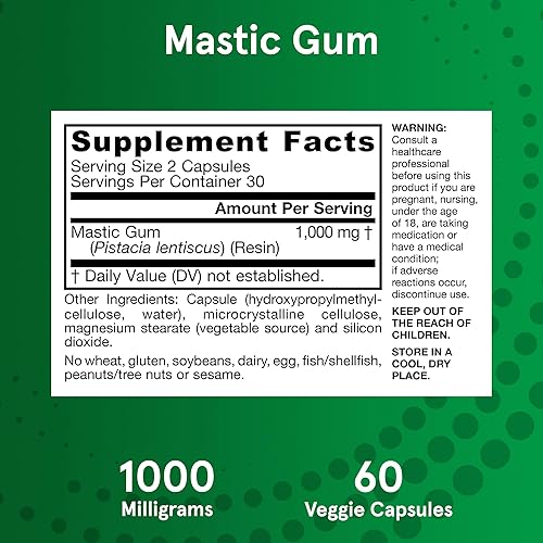 Miniatura 6 de Jarrow Formulas Mastic Gum 1000 mg - 60 cápsulas vegetales - Fórmula natural que apoya el estómago la salud duodenal y bucal 30 porciones