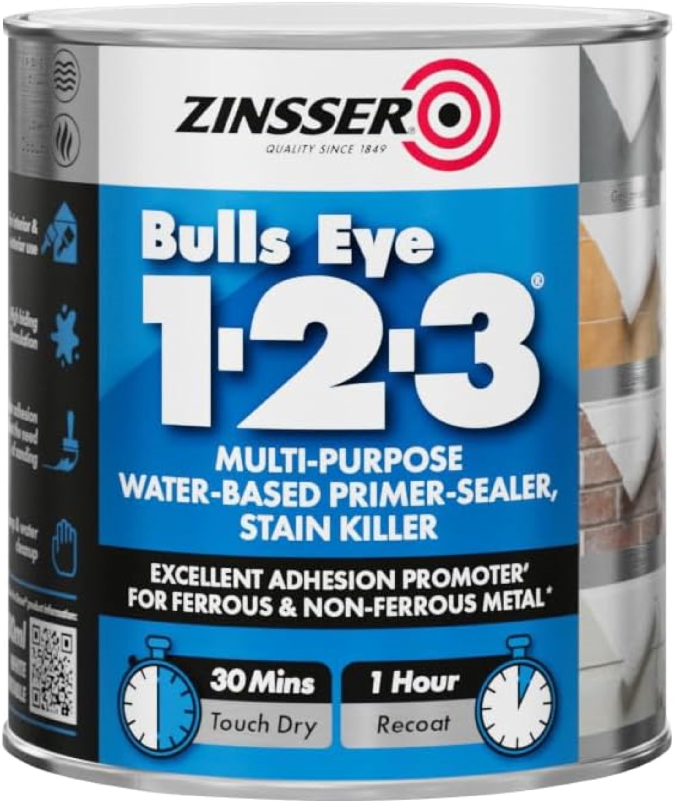 Zinsser Bulls Eye 123 Primer Sealer Stain Killer - White - 500ml