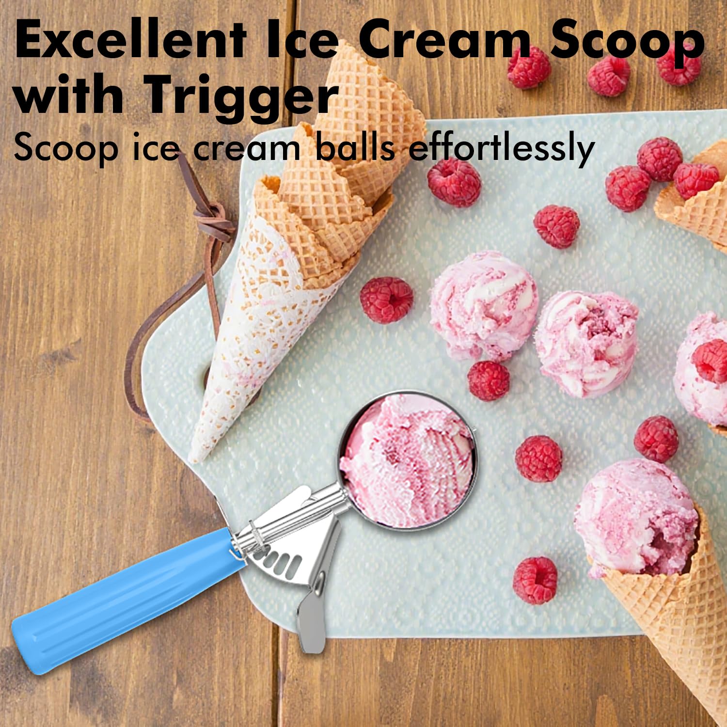 JUNADAEL J Cookie Scoop Set, Portion Scoop Set, Ice Cream Scoop with Trigger, Include Large-Medium-Small Size Disher Scoop, Premium 18/8 Stainless Steel
