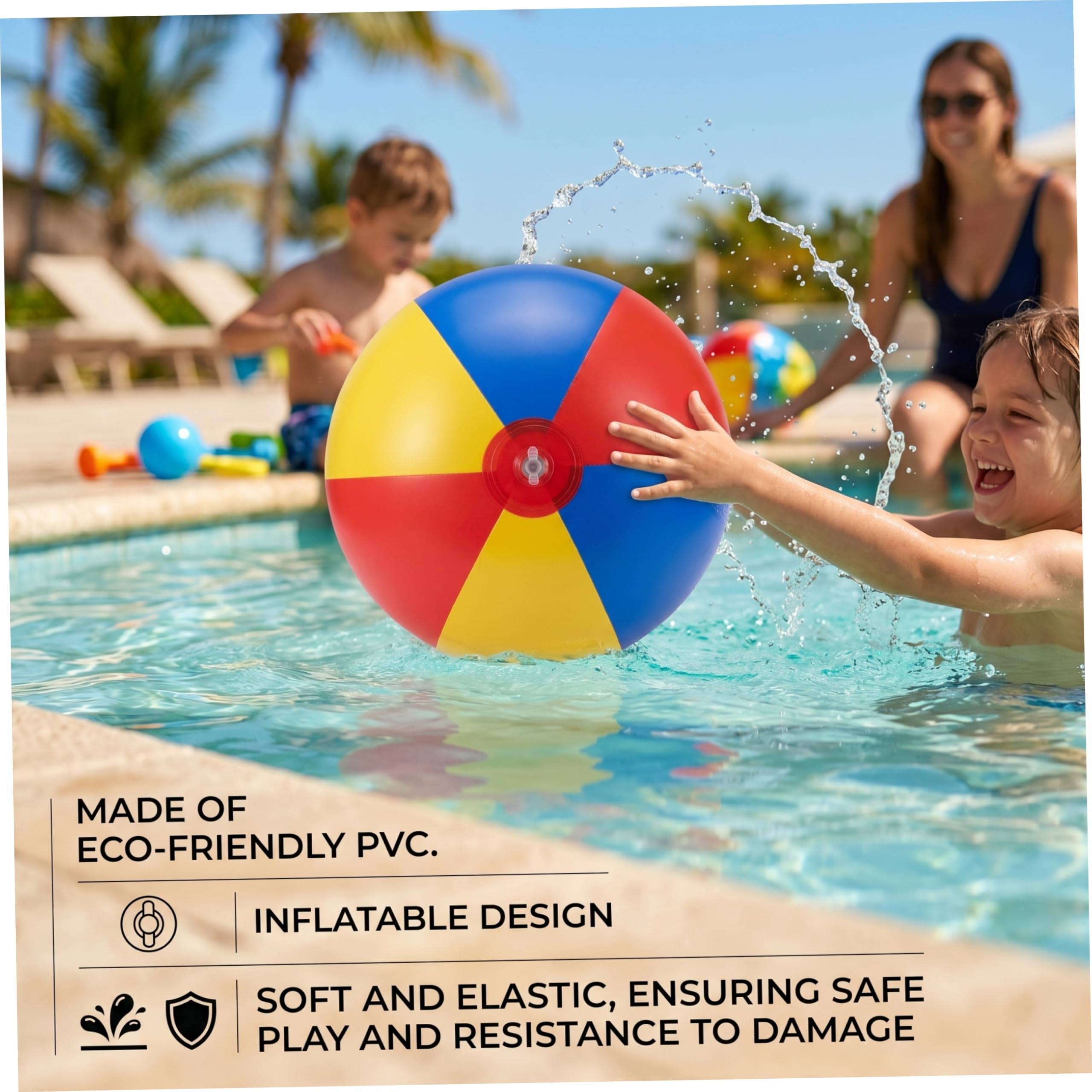 Pallone gonfiabile gigante Pallone da spiaggia gonfiabile gigante Grandi palloni da spiaggia in PVC morbido per bambini - Rosso Giallo Blu