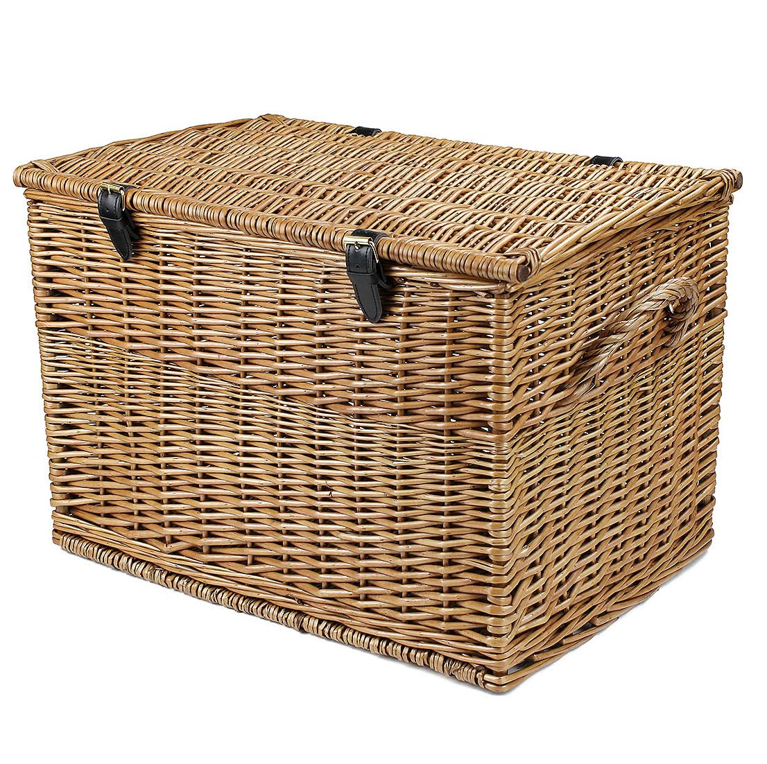 Gadsby Natural 26 Inch Deep Wicker Storage Basket Trunk Chest