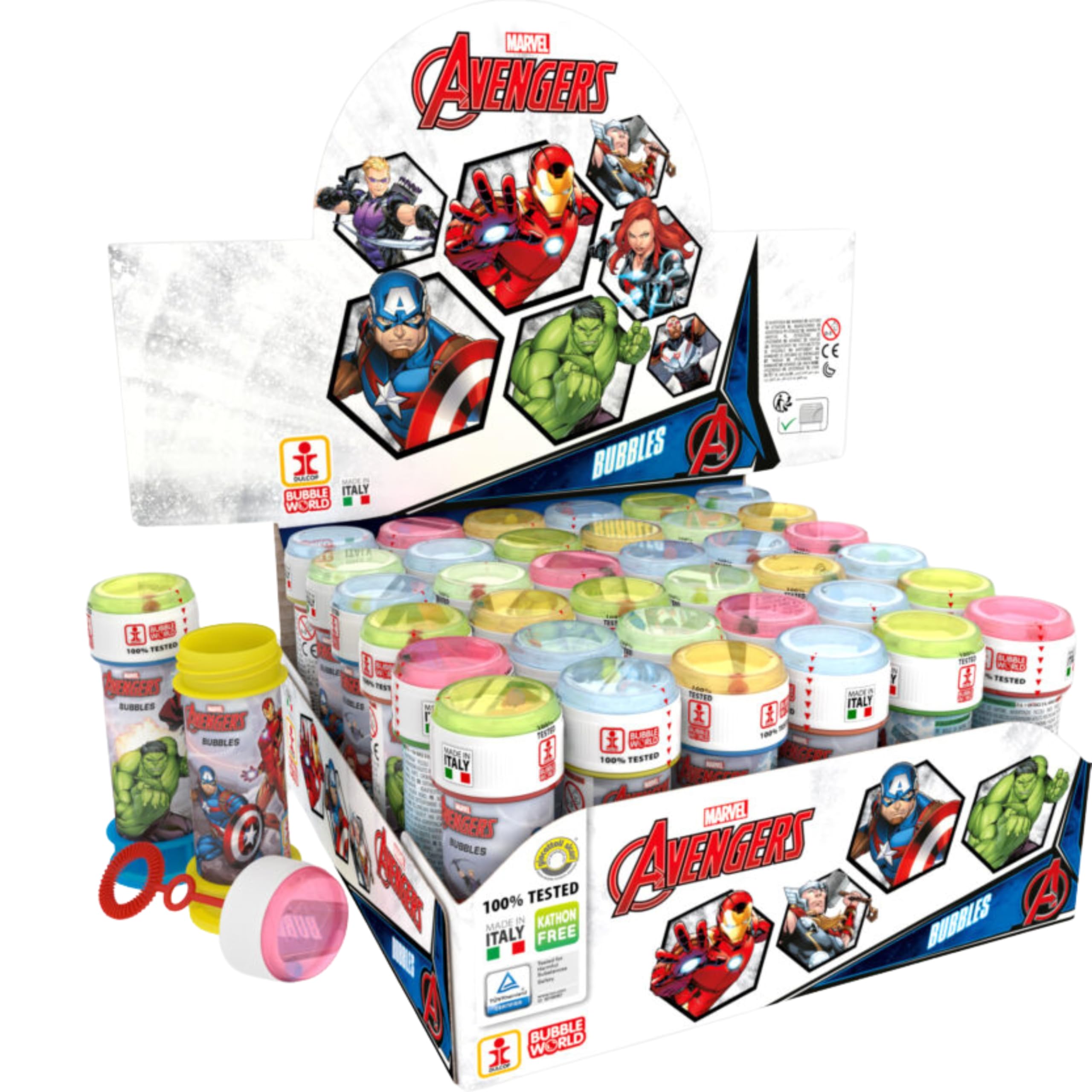 Marvel Avengers Bubble Tub with Wand 60ml – Kids Bubble Party Favour Toy with Puzzle Maze Lid – Birthday Party Bag Fillers for Children — image 1