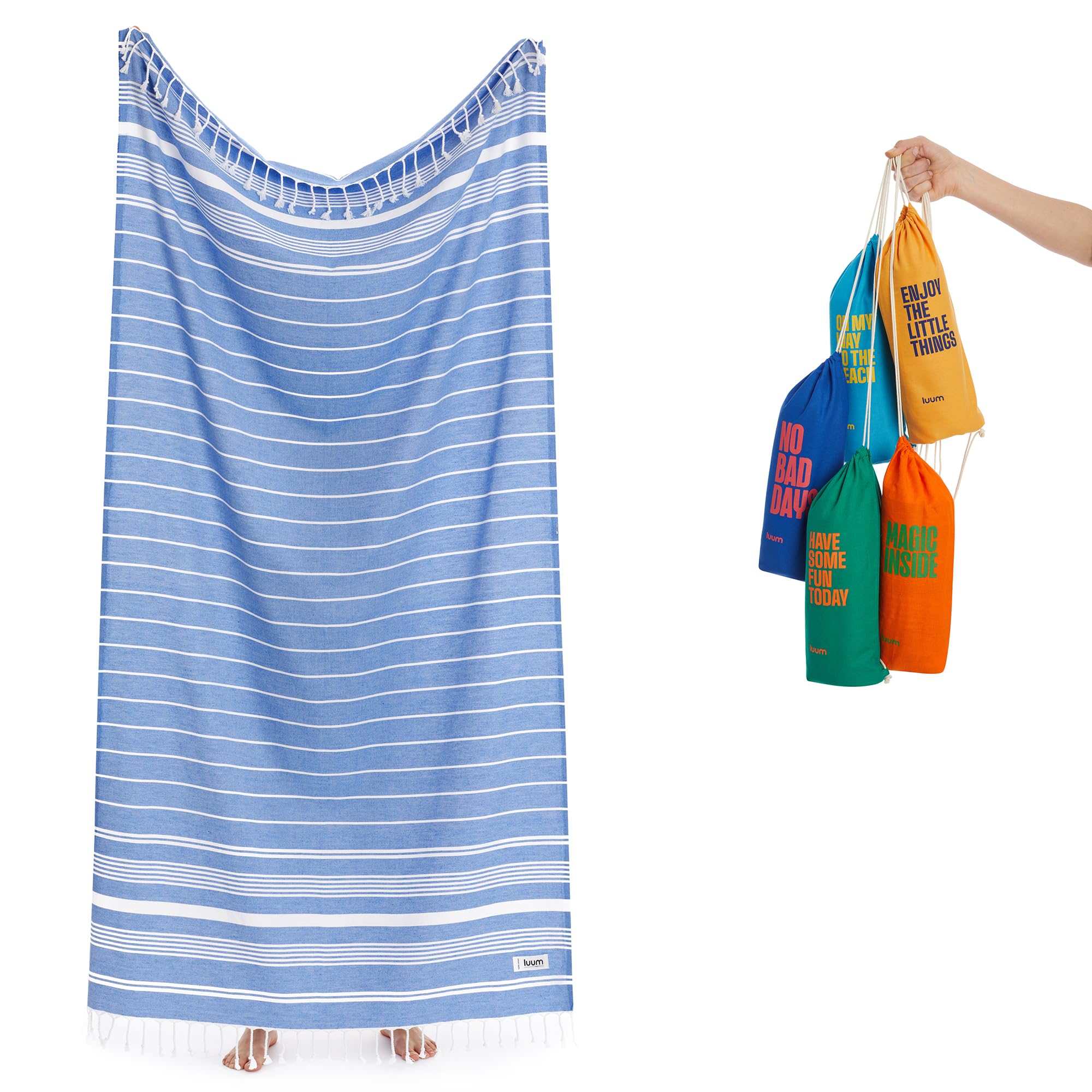 Luum Sky Blue Luum® Travel Towel, Outdoor Hamam Towel, Beach Towel, Beach Towel, Bath Towel, Sports Sauna Kilt, Thin, Lightweight, Quick-Drying, (Better Than A Microfibre Towel)