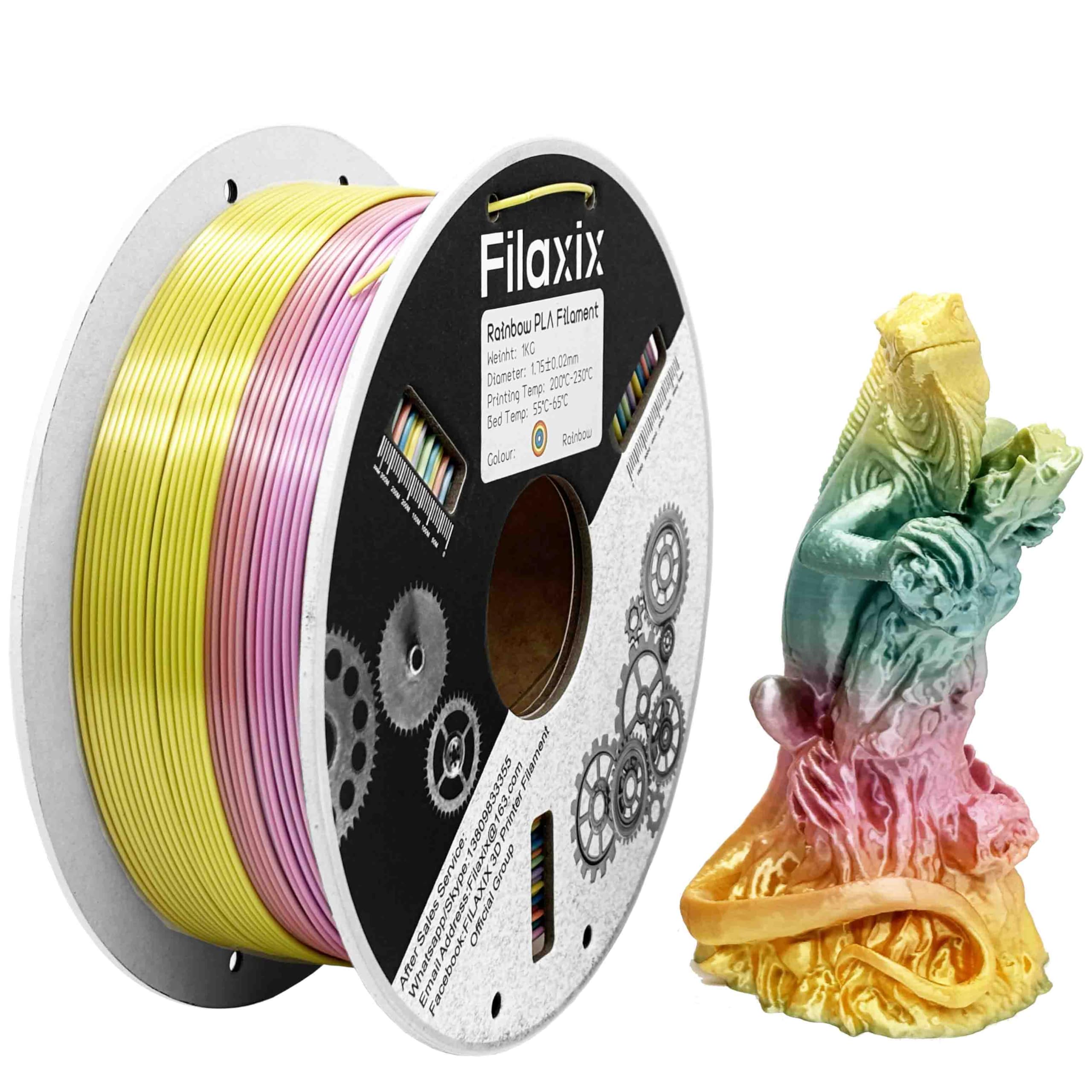 Silk Rainbow Filament 1.75mm, Silk Shiny Coextrusion Filament, Compatible with Bambu LAB, K1C,QIDI MAX3, FLASHFORGE Adventurer 5M, Prusa MK4 FDM 3D Printer,Red Copper,1KG