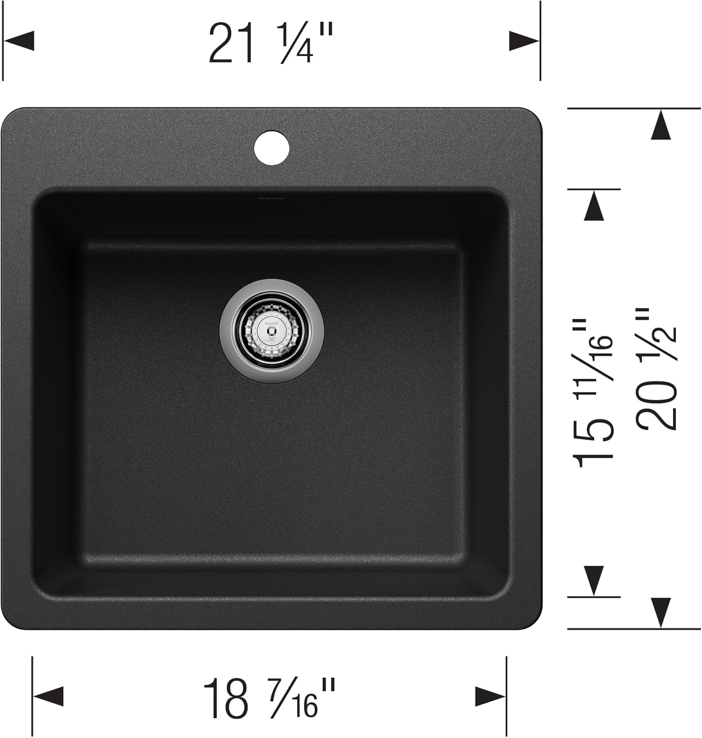 BLANCO 443227 Liven SILGRANIT 21" Single Bowl Drop-In/Undermount Kitchen Sink - Anthracite