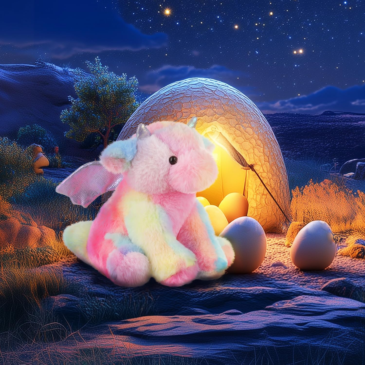 Apricot Lamb Black Dragon Plush Stuffed Animals for Kids, Soft Cute Plush Toys for Baby Girl and Boy, Fluffy Black Dragon Black: Small Multicolored