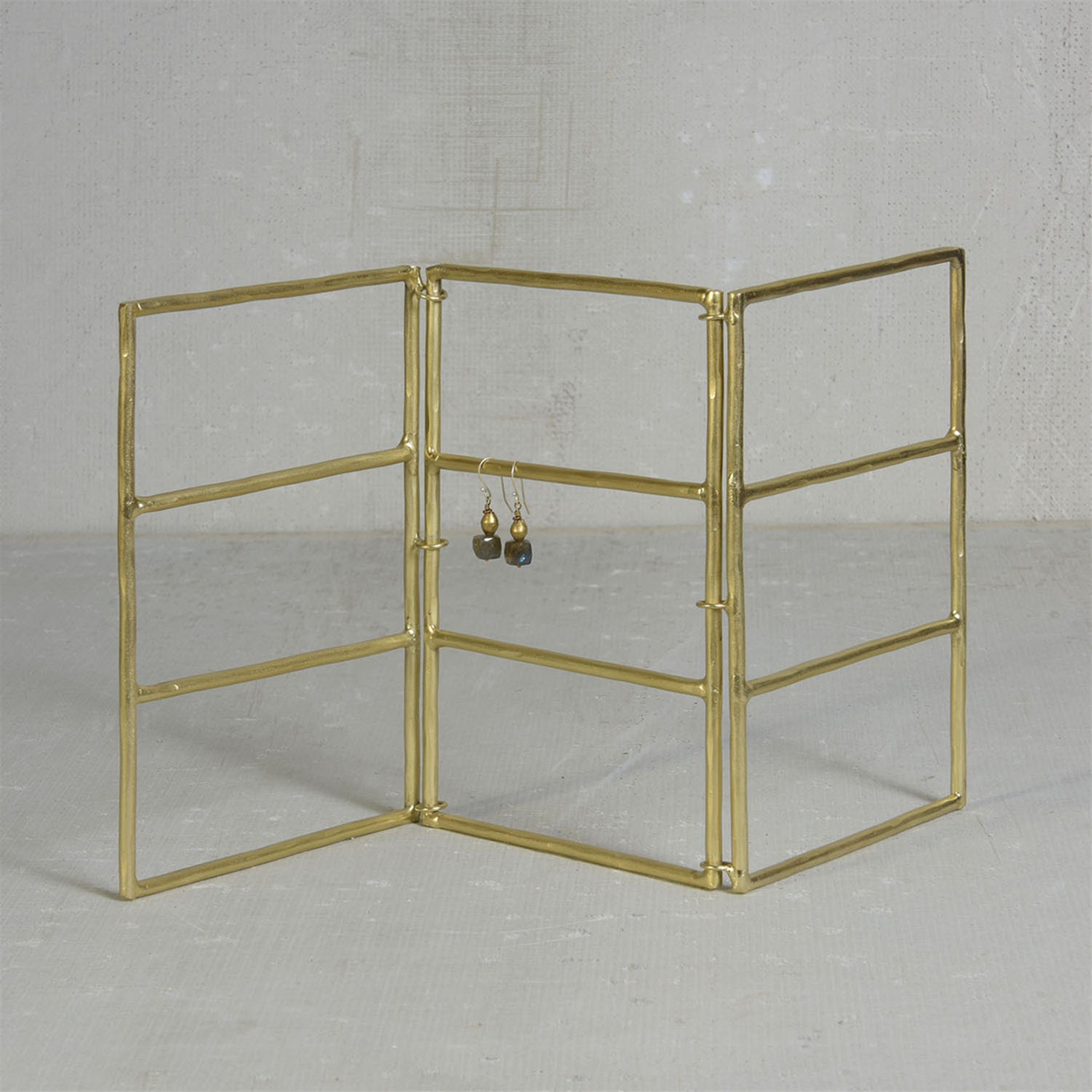 MY SWANKY HOME Gold Brass Metal Earring Stand Display| Folding Jewelry Holder