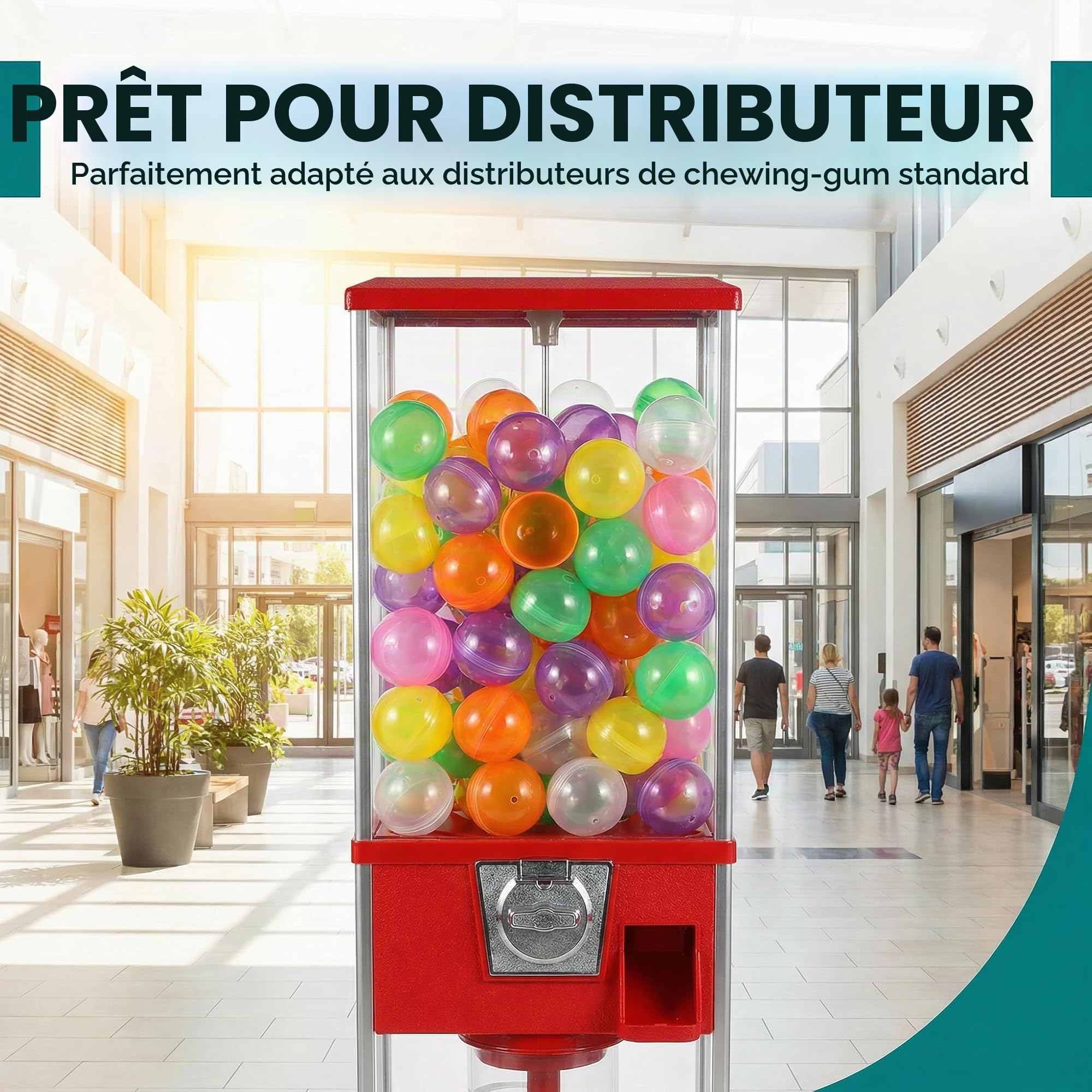 Veemoon Lot de 50 capsules rechargeables pour machines automatiques - Boules en plastique de 45 mm - Idéales pour les machines de préhension et les jeux de - Réutilisables et faciles à ouvrir