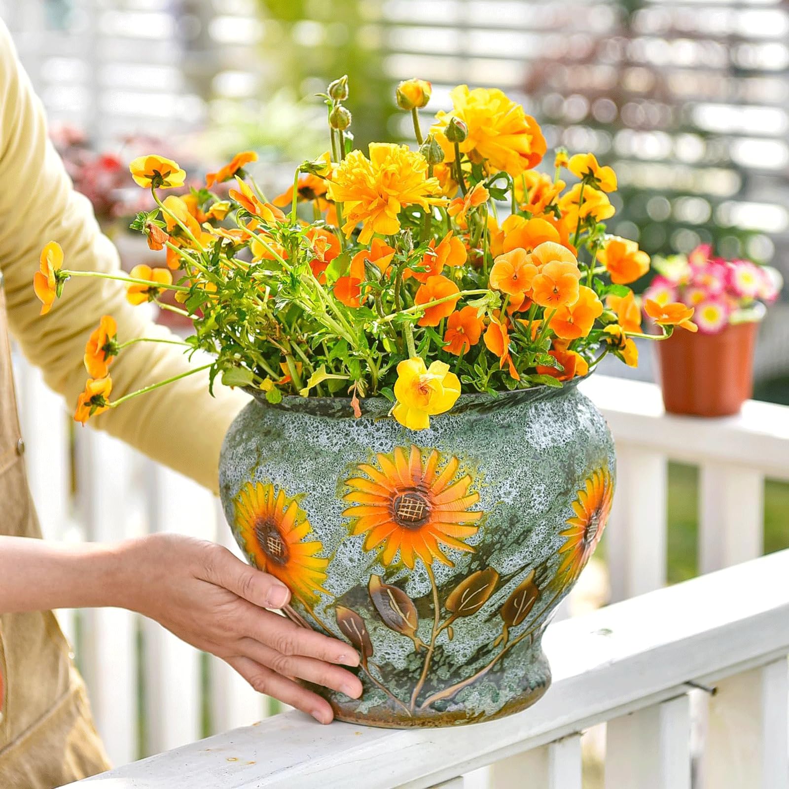 Sukkulenten Keramik Blumentopf mit Drainageloch, Barockstil, Pflanzkübel für Innen und Außen Perfekt für Blumen, Ideale Pflanzentöpfe für Zimmerpflanzen, Kleine Pflanzgefäße