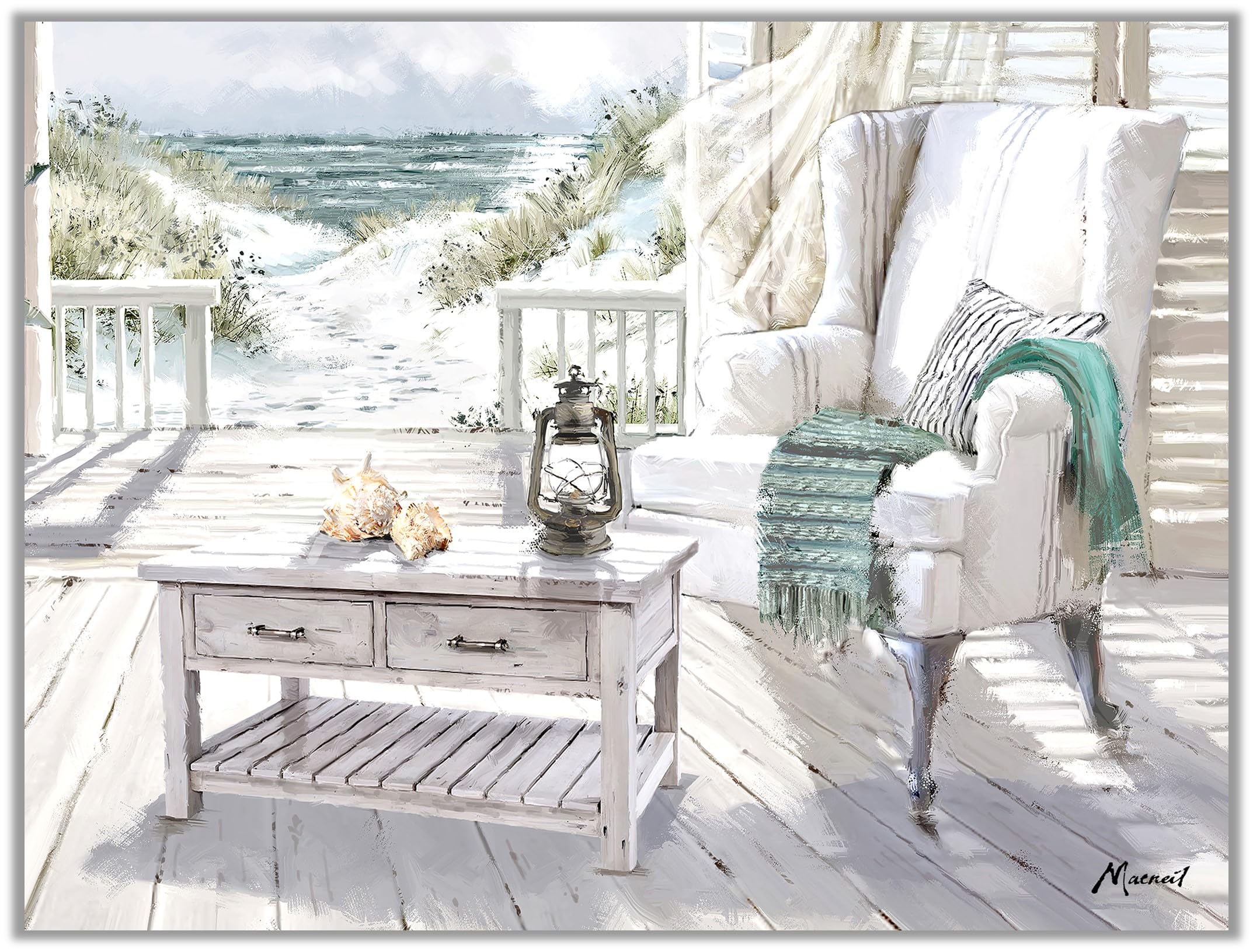 Artko Coastal Scene Canvas Wall Art - 'Sea Whispers' by Richard Macneil - Scenic Beach Themed Picture - Ready to Hang Home Décor - 40cm x 30cm