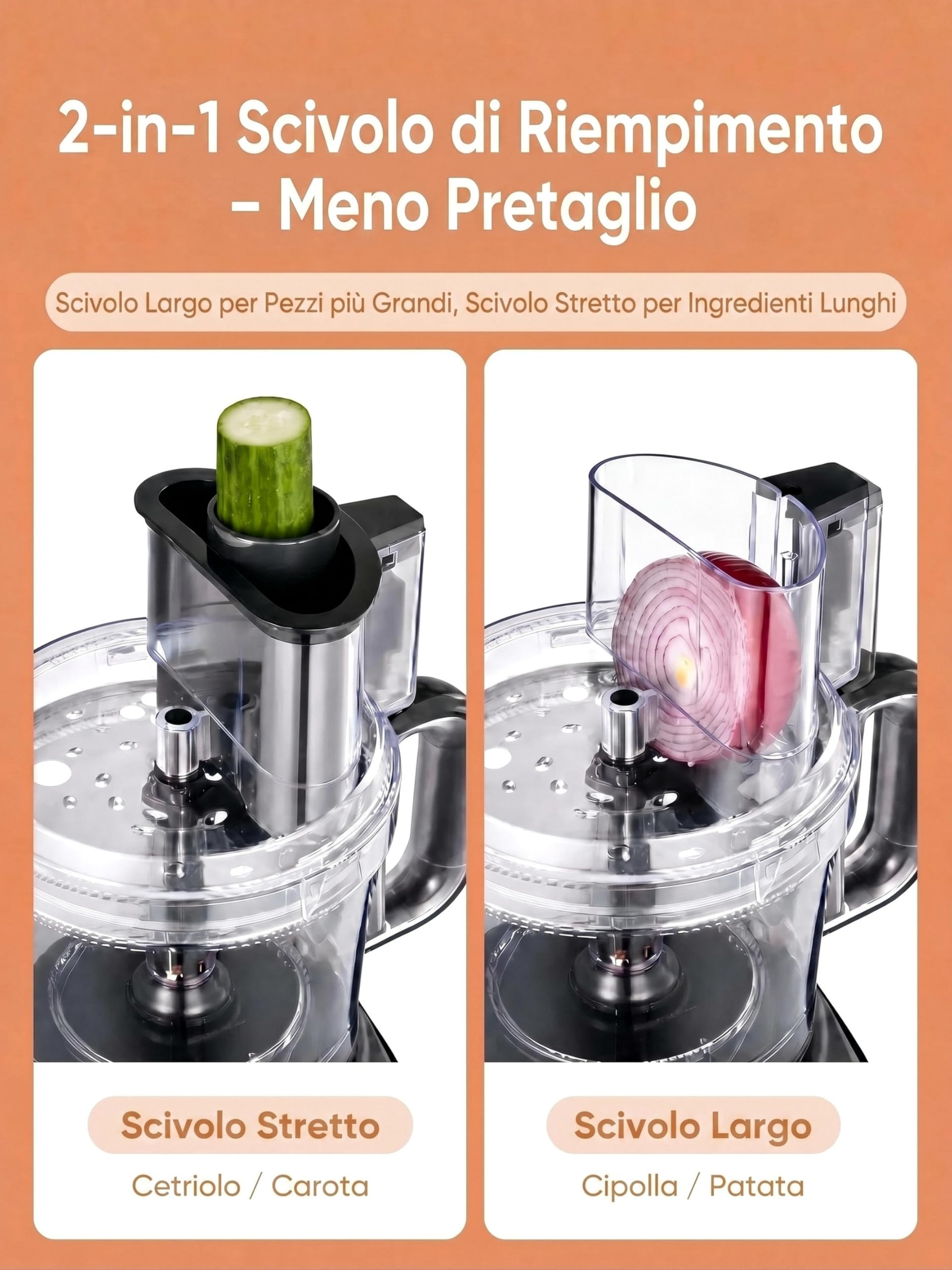 FOHERE Robot da cucina, 12 tazze, 2 in 1, tritatutto e tritacarne per tritare, sminuzzare, sminuzzare, purea e impastare, in acciaio inox