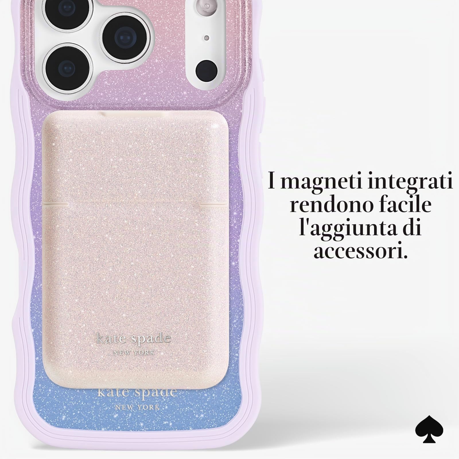 Kate Spade New York Custodia per iPhone 17 Pro, compatibile con MagSafe, custodia per telefono di design, glitter opalino