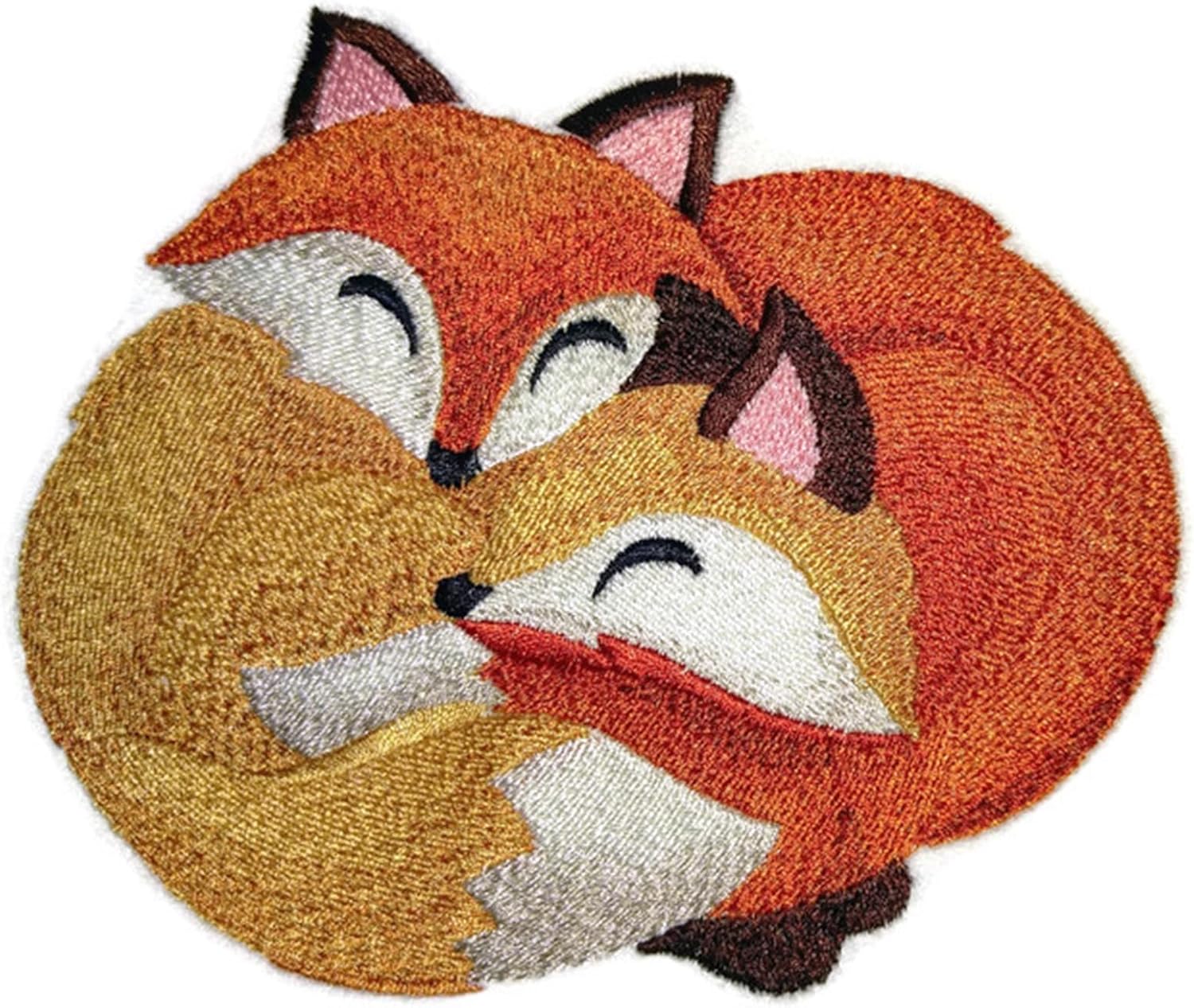 Amazing Baby Animal Kingdom [Autumn Cozy Cuddlers - Foxes] [Custom and Unique] Embroidered Iron on/Sew Patch 5.[4." *4.66"]