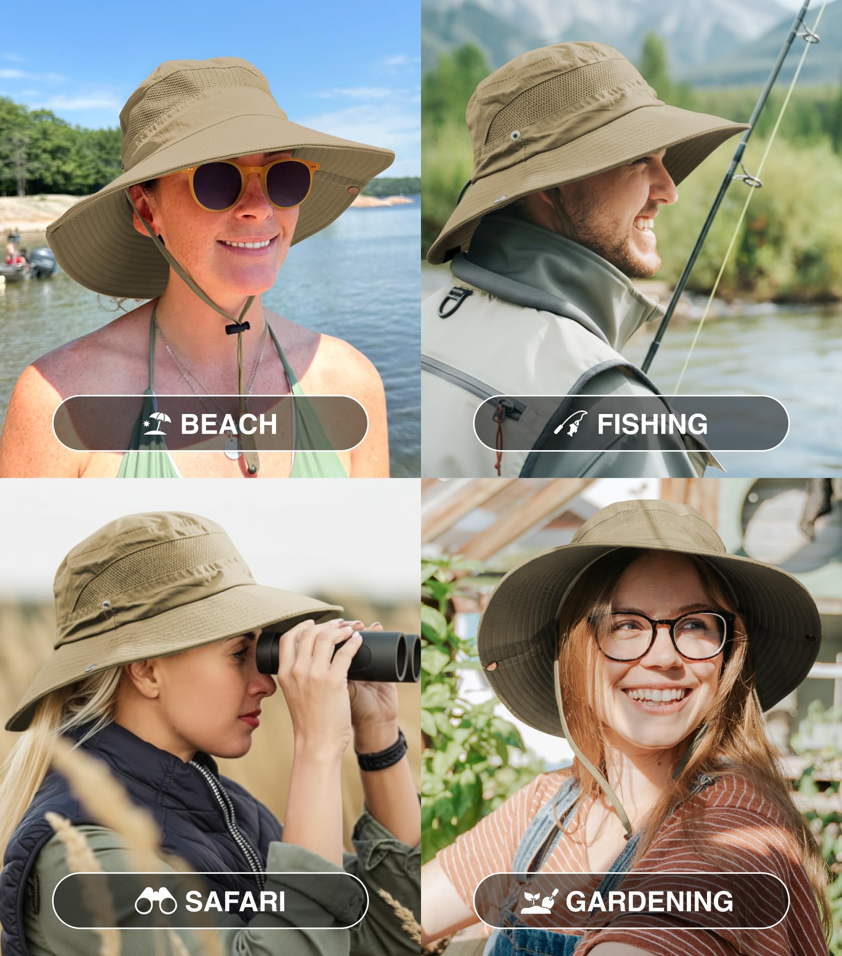 Geartop pesca cappello, Khaki