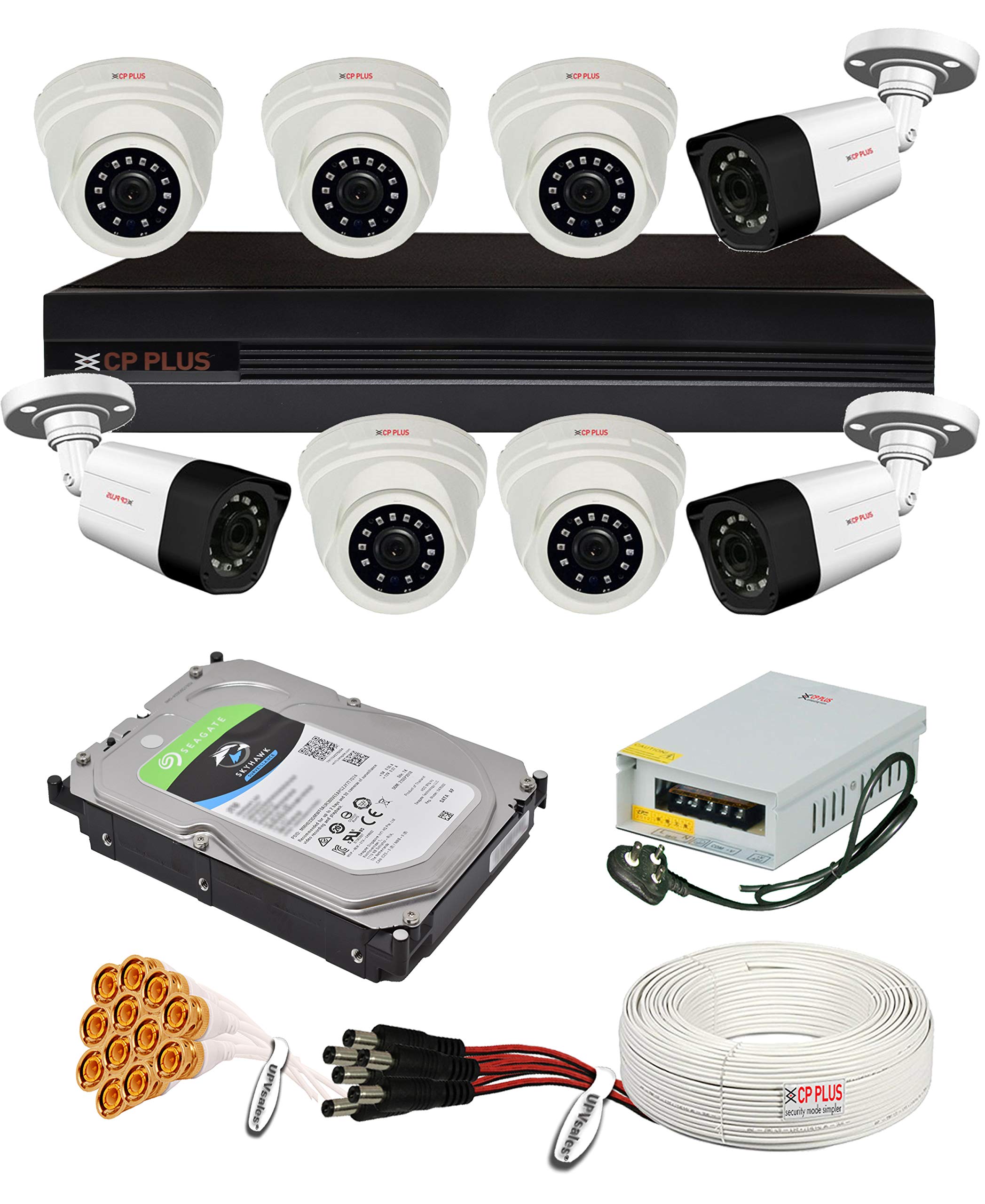 CP Plus 2.4MP, H.265+, 2TB Storage, 8 Camera Combo Kit with (8Ch DVR, 5 Dome 3 Bullet Cameras, 2TB HDD, Power Supply, 90Mtr Cable, Audio Mic and Connectors) 2.4 MegaPixel CCTV Security Camera Set-picture-30