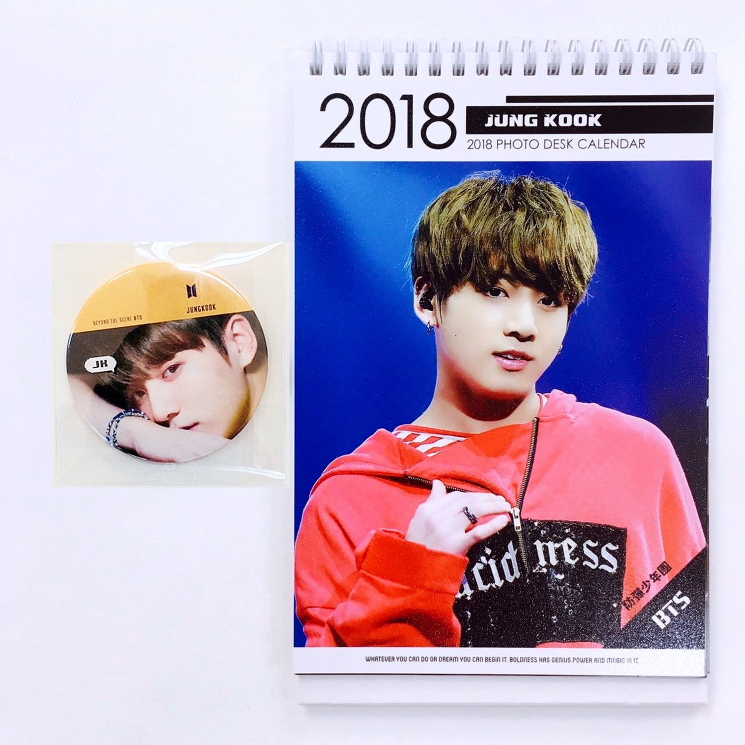 BTS Bangtan Boys 2018-2019 Photo Desk Calendar with BTS Handheld Mirror (JUNGKOOK)