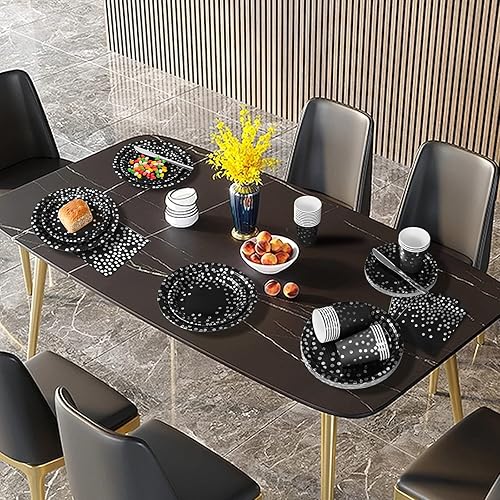 Miniatura 6 de 168 piezas de decoraciones de fiesta negras y plateadas, platos negros, tazas y servilletas, juegos de 24, decoraciones de cumpleaños para