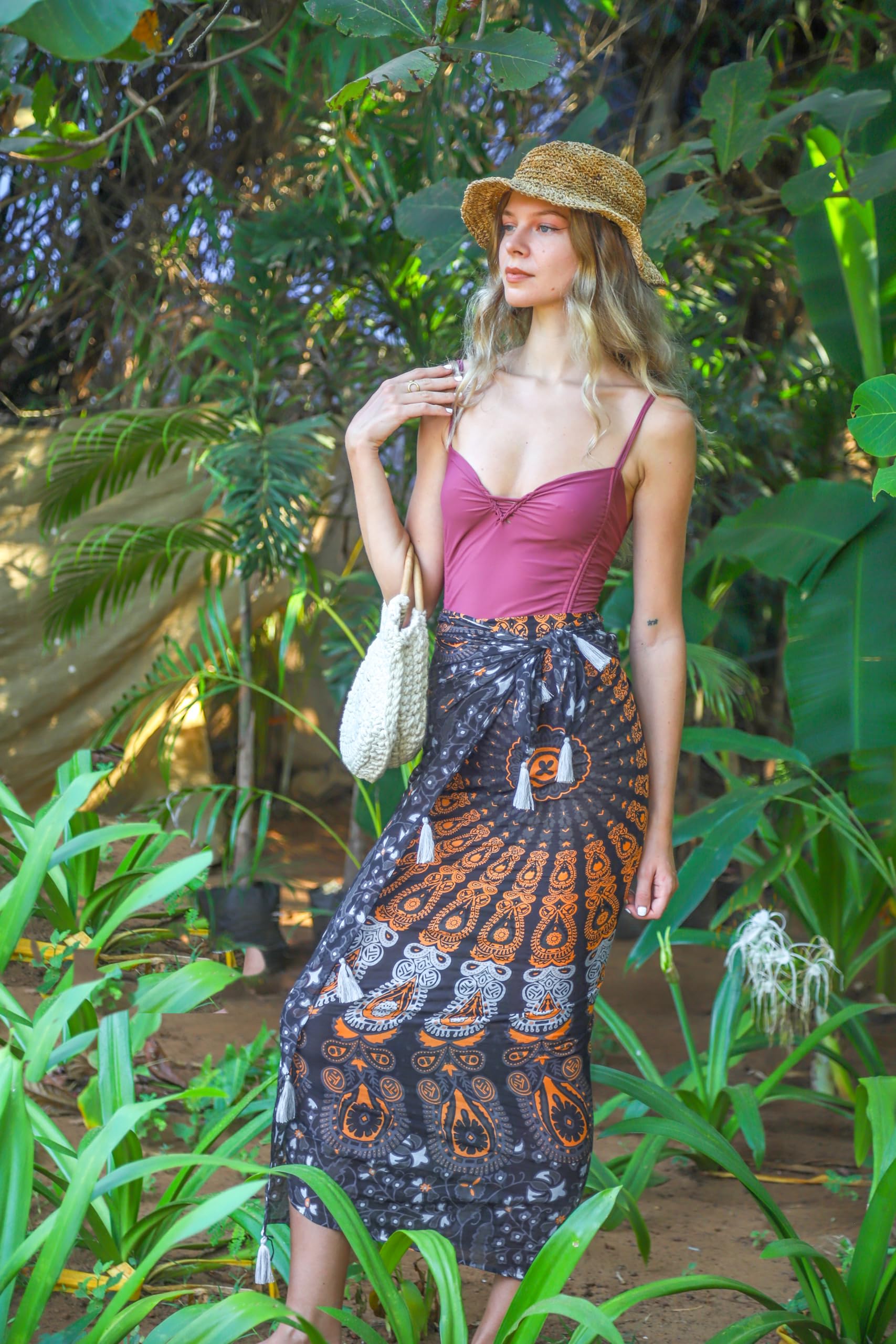 Boho Chic Pareo - Mandala Pareo - Bikini Swimsuit Cover Up - Beach Dress - Wrap: Black Mamba