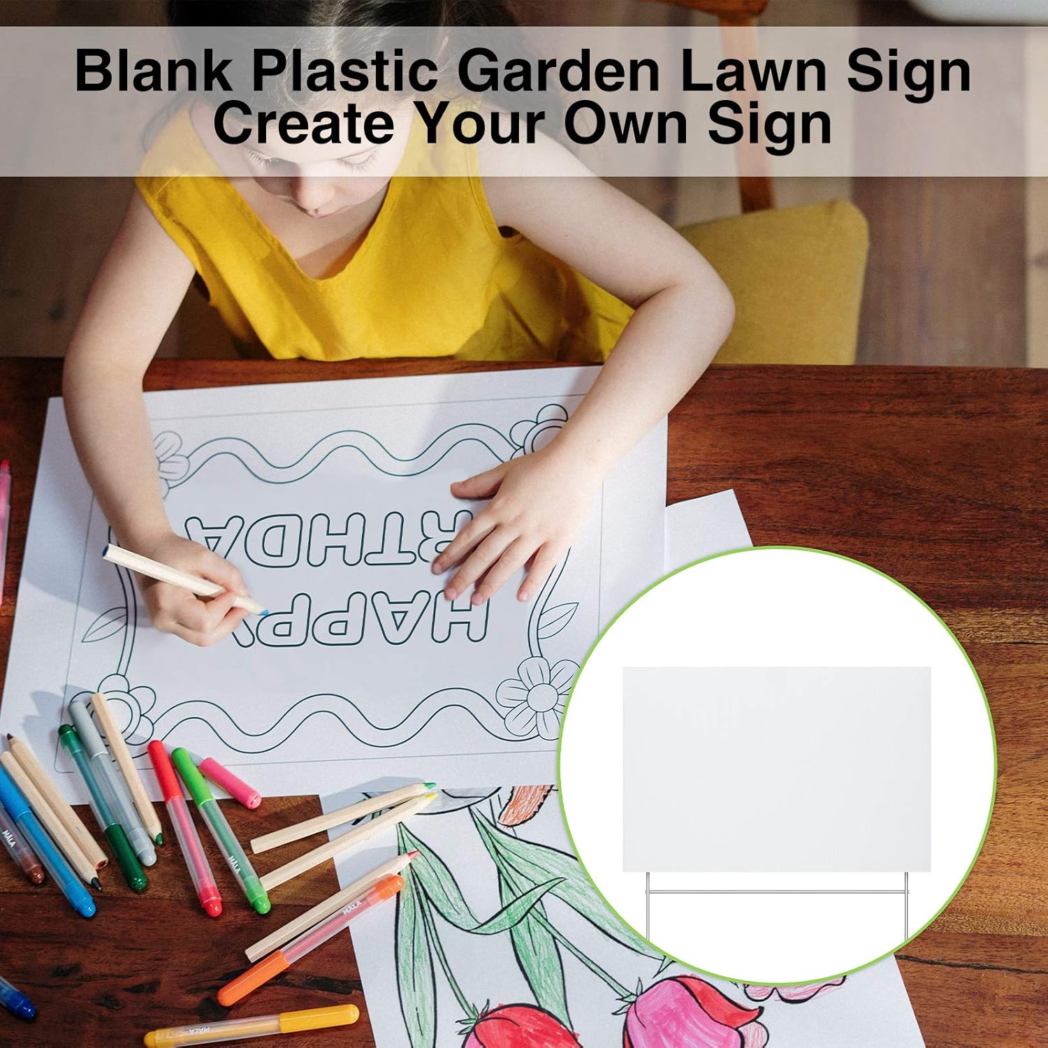 Jetec 24 Pieces Blank Yard Signs with H-Stakes 12 x 8 Inches Plastic Blank Yard Sign Blank Plastic Garden Lawn Signs Board for Party Decorations Open House Birthday Decorations (White) : Patio, Lawn & Garden