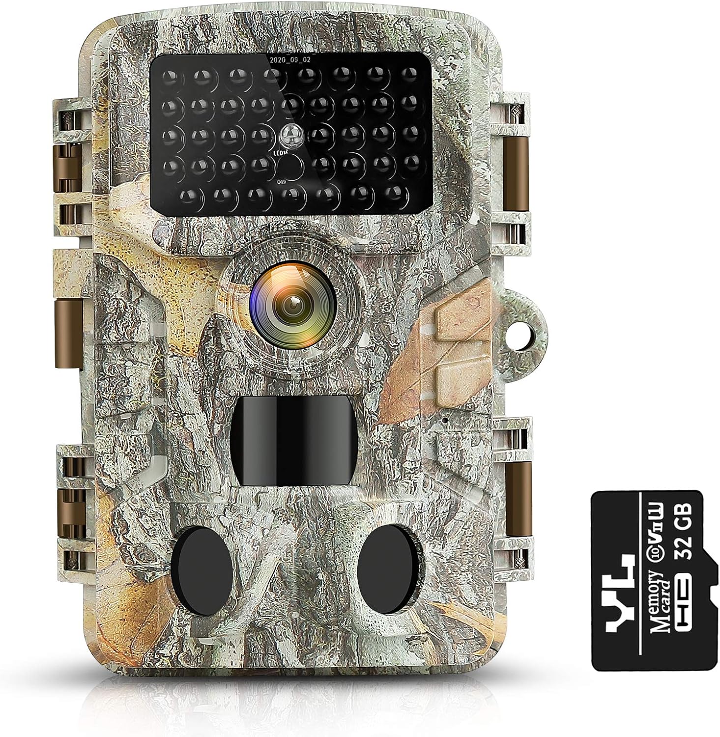 KUFA T1 Hunting Game Camera with 32GB SD Card,20MP Trail Camera 1080P Infrared Sensors 2.4” LCD Low Glow Night Vision IR LEDs, 120° Detection Motion Activated Range for Wildlife Monitoring Digital