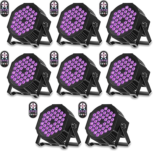 Miniatura 9 de U`King Luces negras para fiesta brillante, 72 W, UV, 36 LED, luz negra que brilla en la oscuridad, luz negra estroboscópica con control remoto DMX