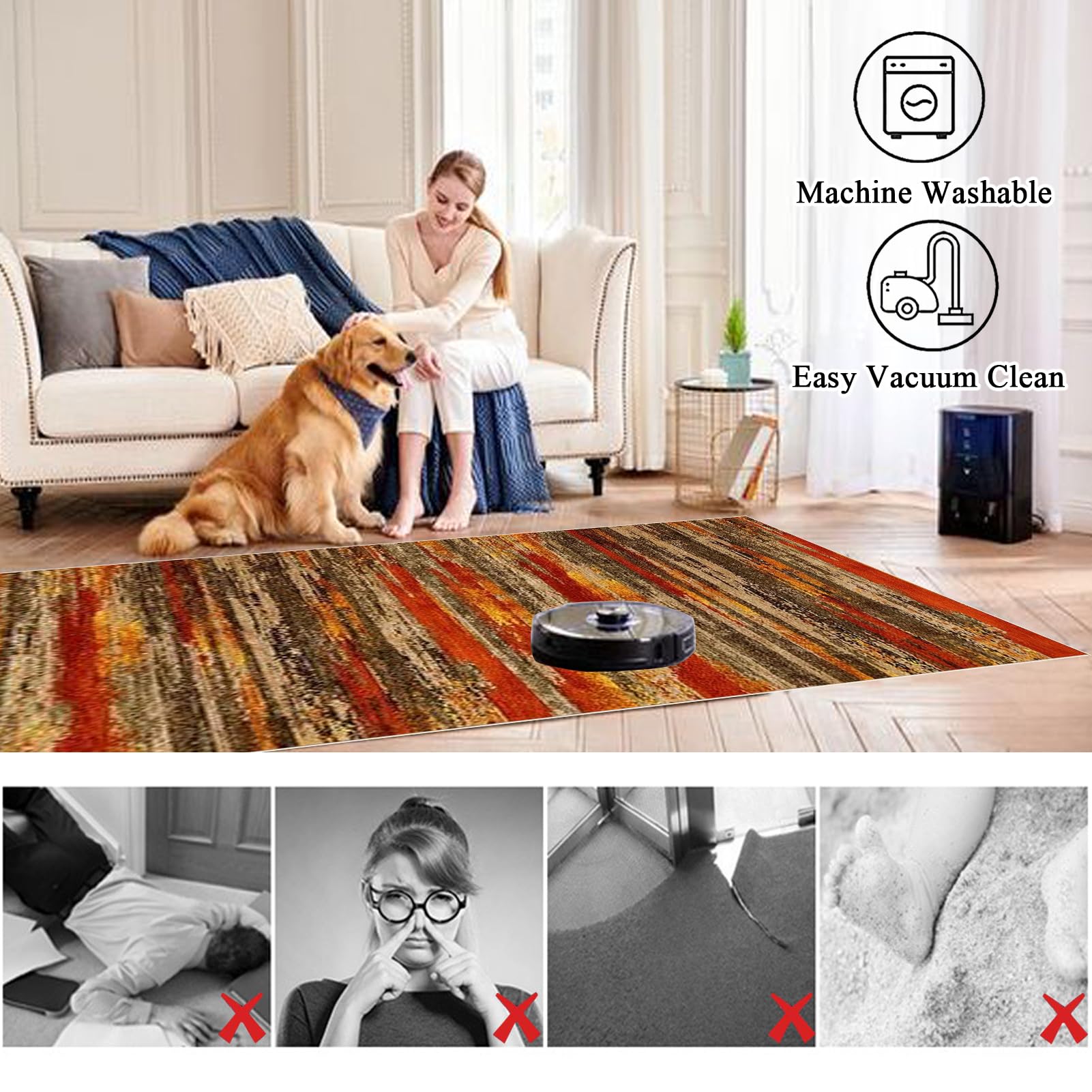 Tapis de Passage Long Tapis Cuisine Devant Evier Lavable Antiderapant 70 x 130 cm Tapis de Couloir Paillasson Interieur Tapis de Porte d'Entrée Moquette de Couloir Entrée Tapis de Salon Chambre