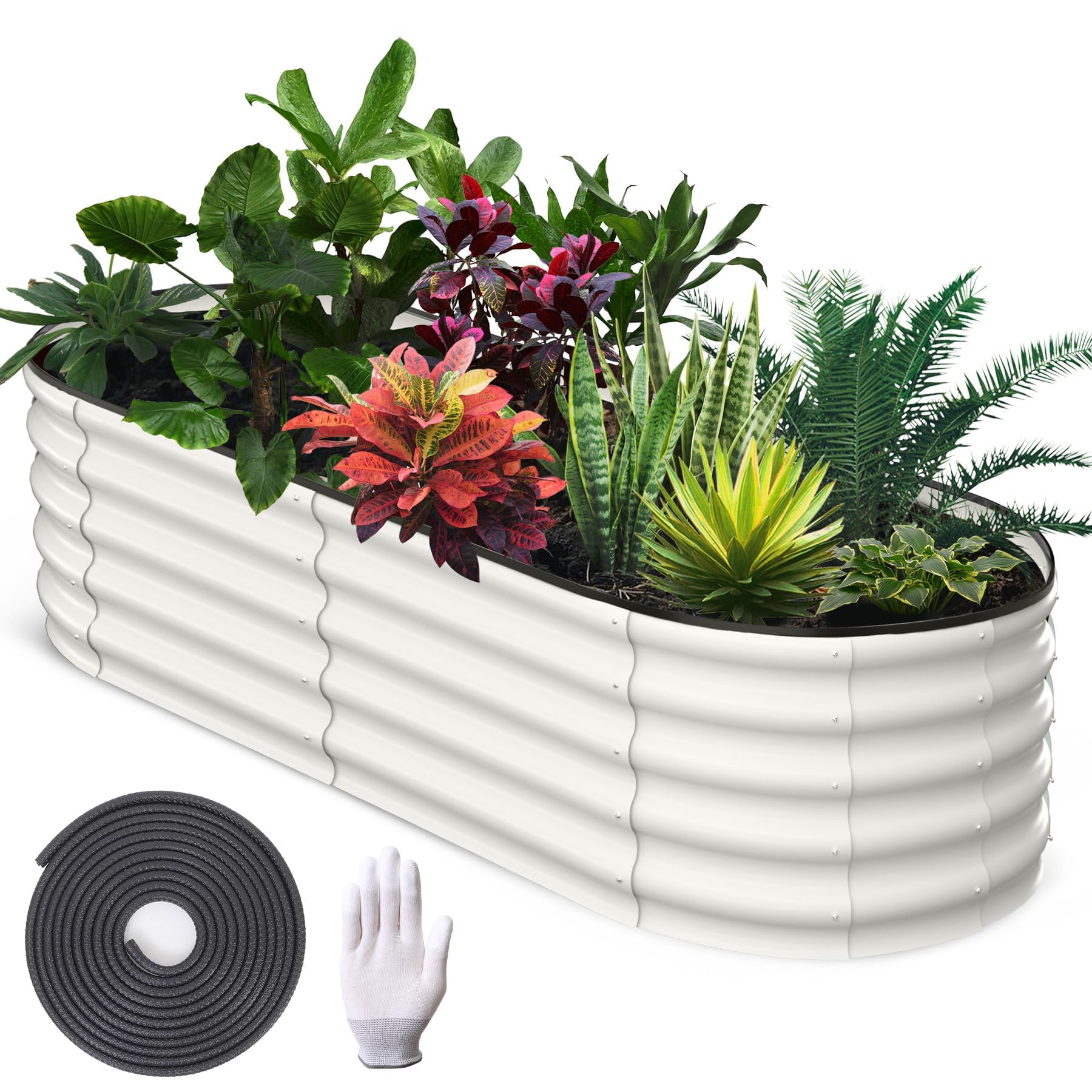 AffinityFurn Galvanized Raised Garden Bed, 183 x 91 x 45cm Outdoor Raised Planters, Planter Garden Boxes Outdoor, Bottomless Galvanised Steel Planter Box for Plants Flowers Herbs Vegetables