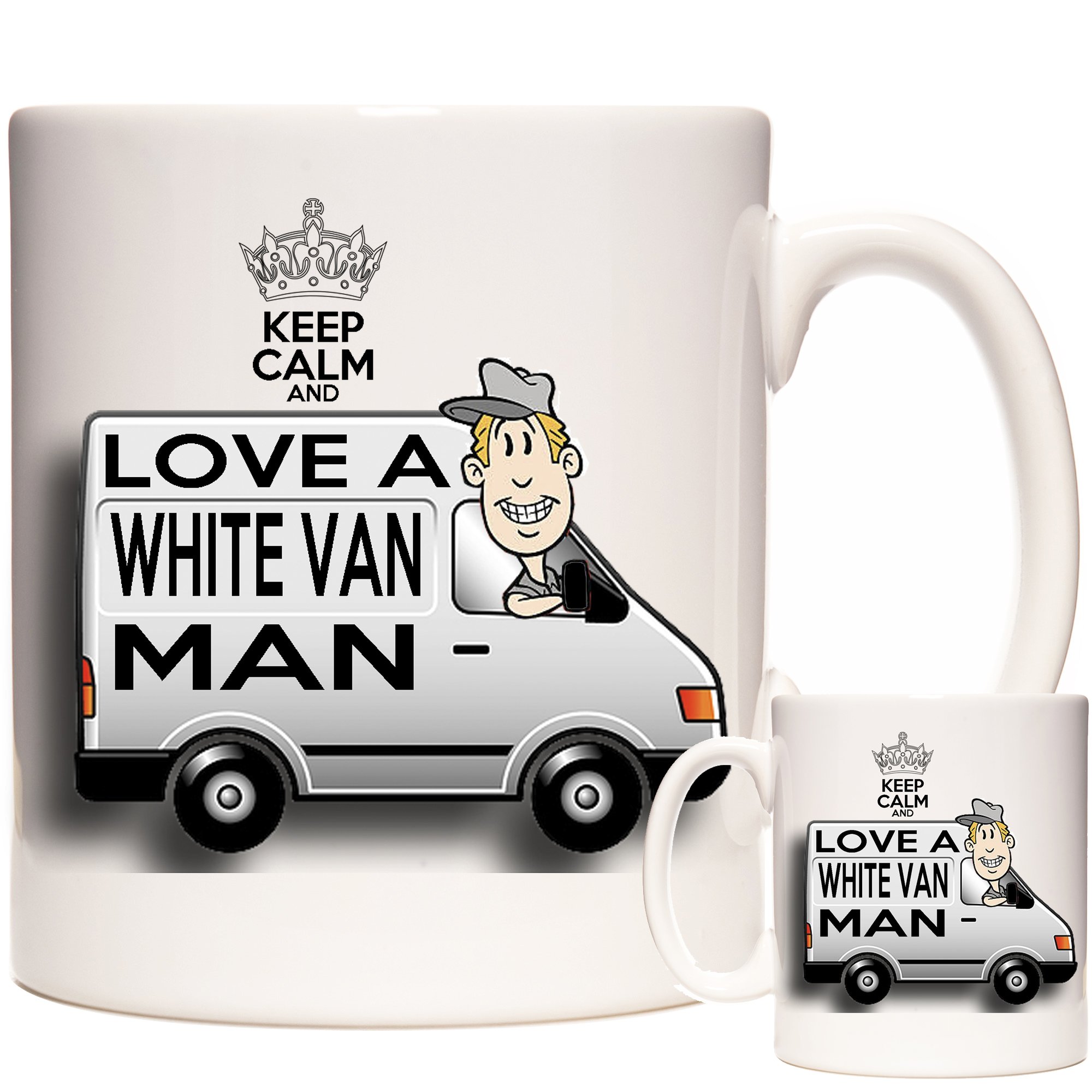 Kazmugz White Van Man Mug, Keep Calm And Love A Van Man. Ceramic Gift Mug. Matching Items Available.