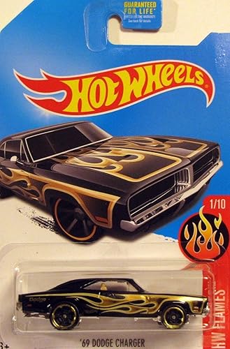 HOT WHEELS 2016 LANZAMIENTO KMART DAYS EXCLUSIVO NEGRO CON LLAMAS ORO '69 CARGADOR DODGE DIE-CAST