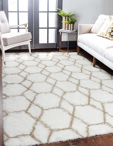 BSTLUV alfombra de área mullida suave y peluda de 5 x 7pies de color arcoíris para habitación de niñas de niños de bebés guardería sala de juegos y