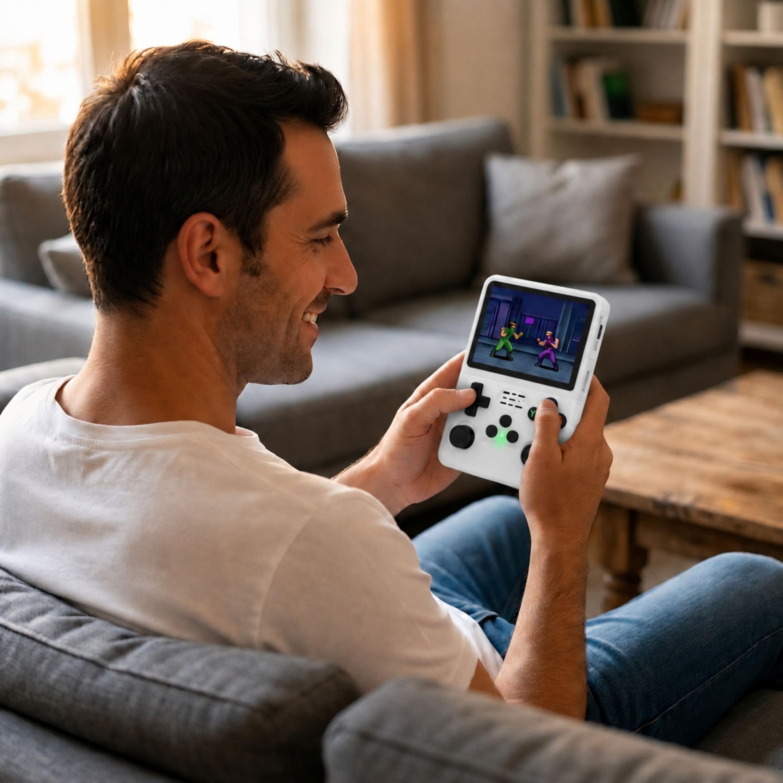 Console rétro portable avec 17 000 à 21 000 jeux - Version 2026 - Mini console d'arcade - Jeux PS1, PSP, N64, NDS, GBA, NeoG, etc. - Écran HD 3,5' 640 x 480 - Repousse les imitations (blanc)