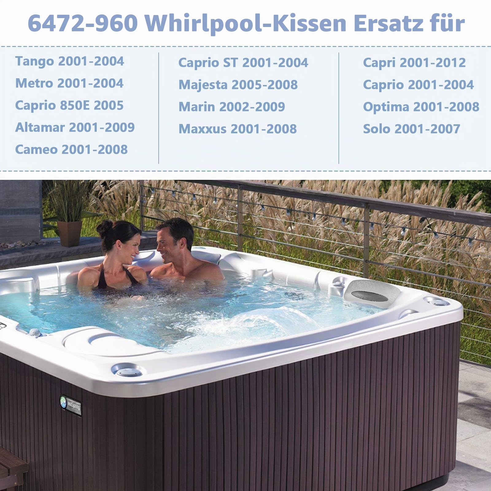 6472-960 Spa-Kopfstützen-Ersatz für Sundance 850 und 880 Serie (2001–2008) Spa-Kissen, Whirlpool-Kopfstützen-Pads (4 Stück)