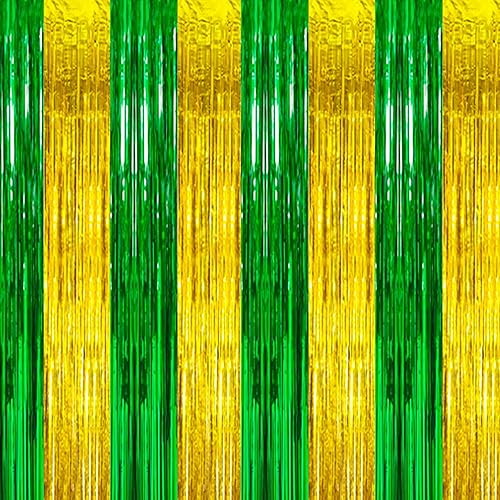 Dazzle Bright Paquete de 2 cortinas tipo telón de fondo, 3 x 8 pies, cortinas metálicas de oropel con flecos, fondo de cabina de fotos para baby