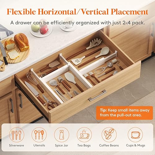 Miniatura 6 de Lifewit 5 Pack 2.36" High Drawer Dividers 28-43.5cm/11-17" Adjustable Drawer Organizer for Clothes/Utensils, Expandable Drawer Separator in